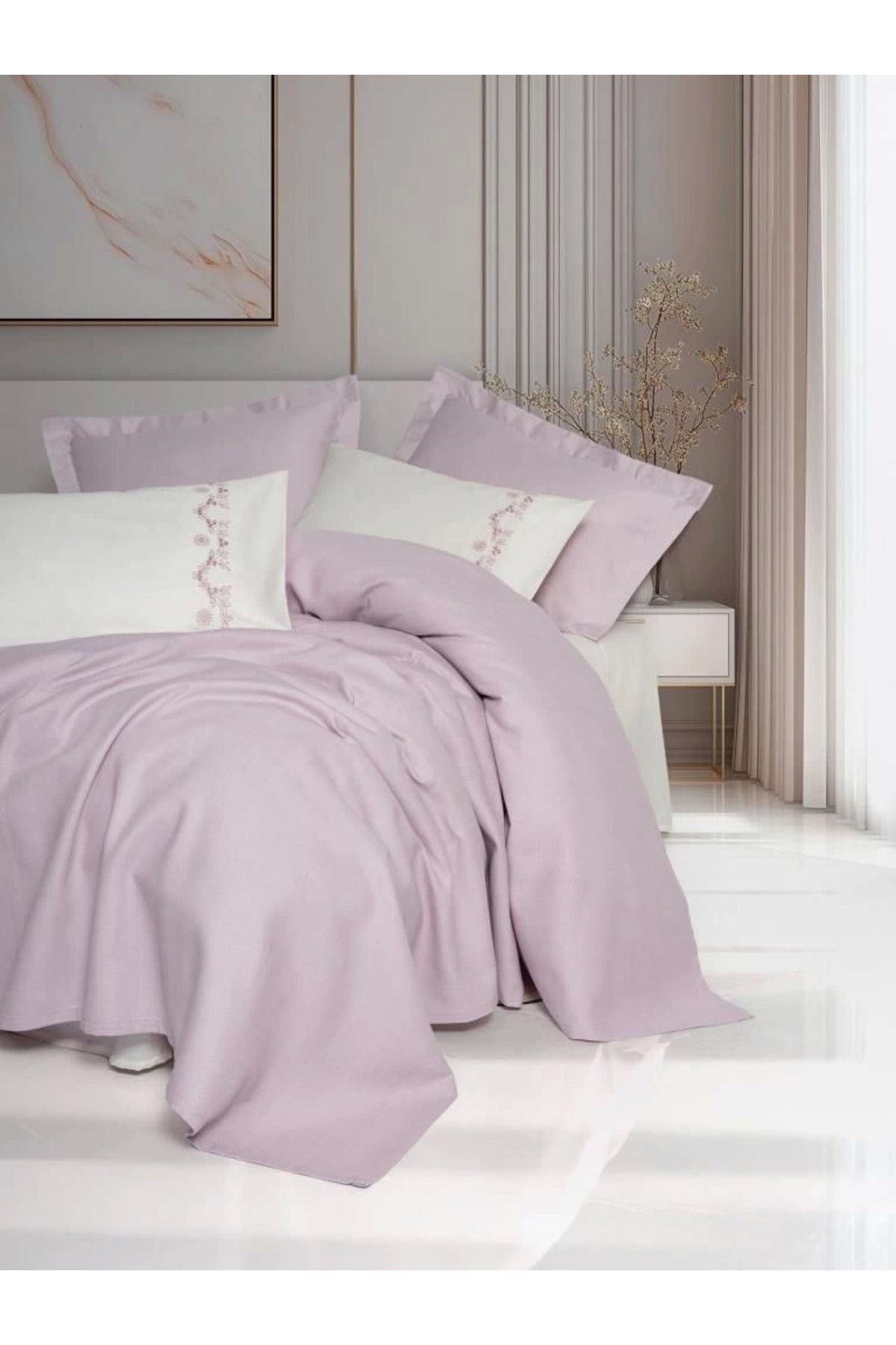 yusuftex Cotton Box Serenity Bambu Çift Kişilik Pike Takımı Vaila Lila