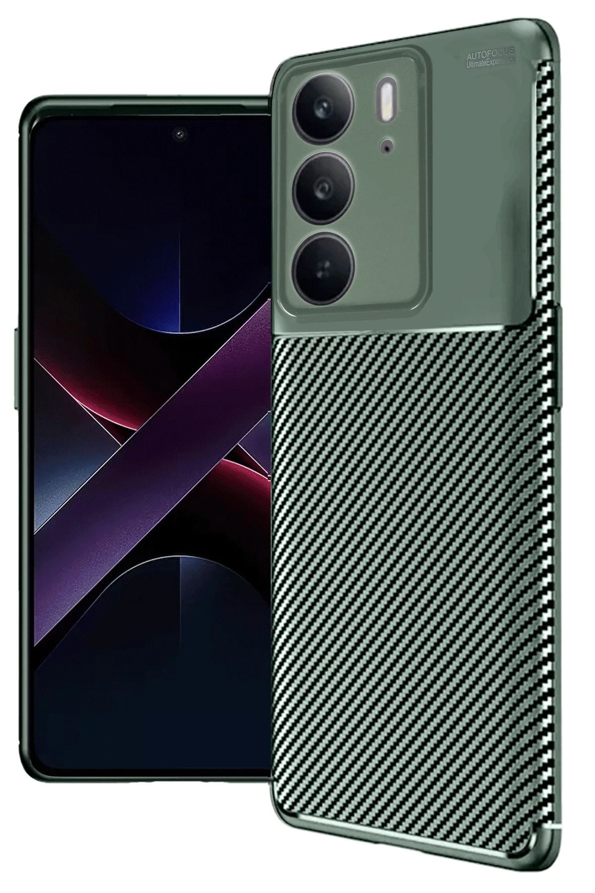 Rivor Realme C75 4G Uyumlu Kılıf Kamera Korumalı Darbe Emici Karbon Desenli Renk Atmaz Silikon Kapak