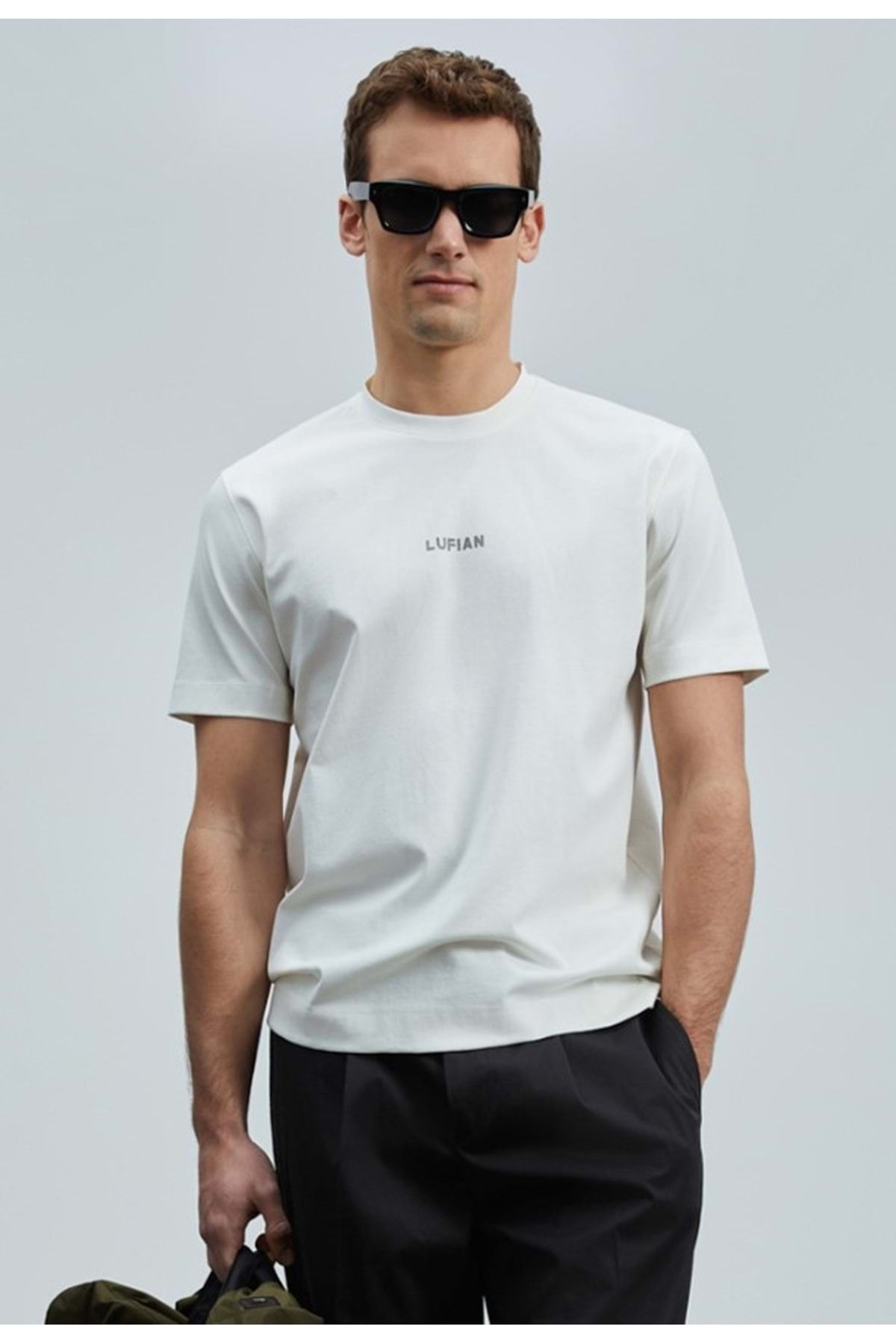 Lufian 111020235 Marcus Modern Grafik Tişort Erkek T-Shirt BEYAZ