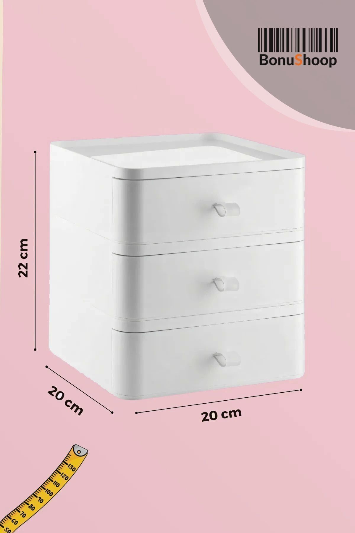 AC BOX-Drawer Organizer 3 Tiers Multi-Purpose Makeup Organizer Desktop Organizer Drawer White 4