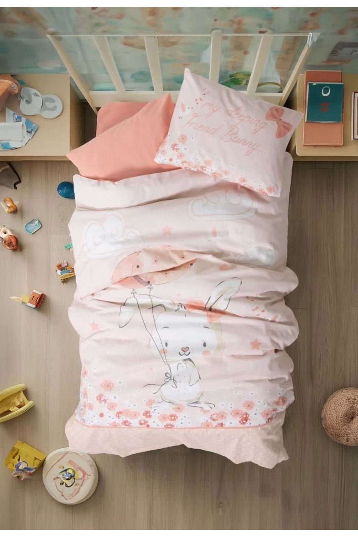 MT29 GİYİM Cotton Box Bebek Nevresim Takımı Rapeti Somon