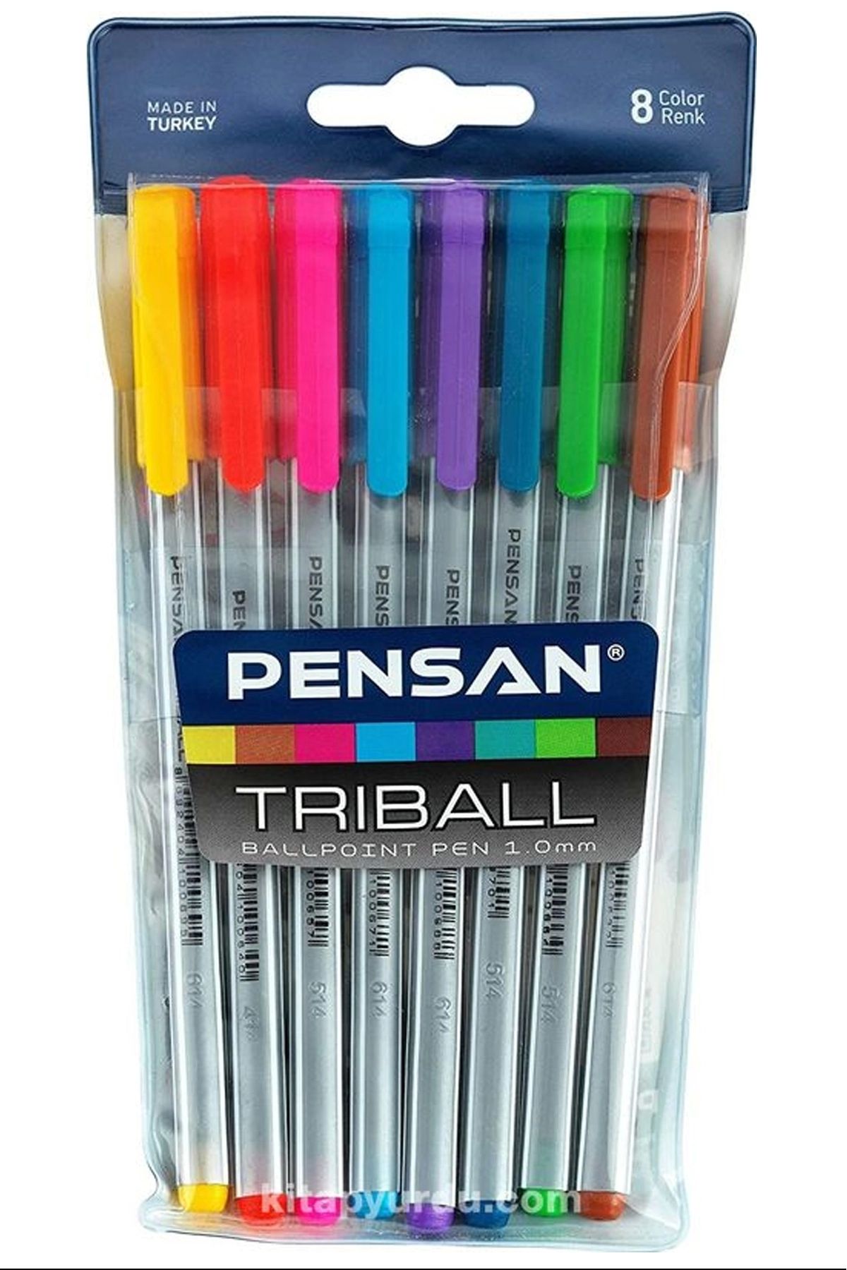 PRATİKOBA Pensan Triball Tükenmez Kalem Renkli 8'li Set