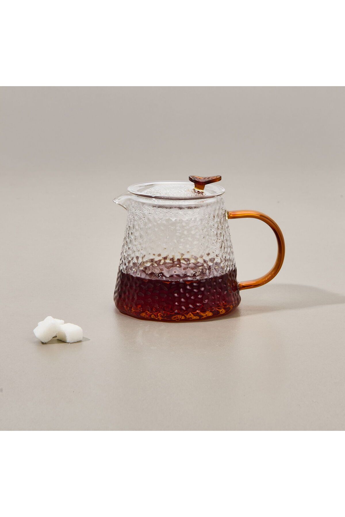MATMEL Borosilikat Cam Bitki Çayı Demliği - Şeffaf / Turuncu - 500 ml