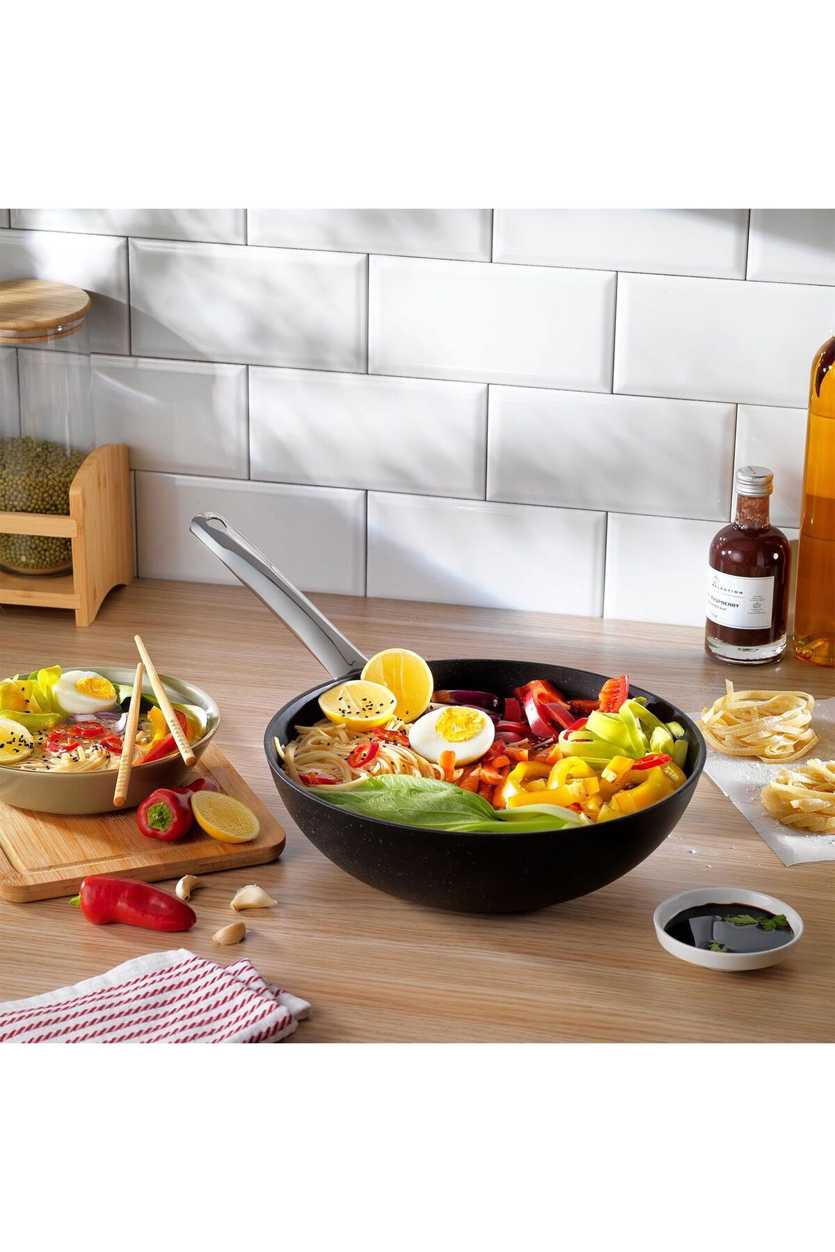 ASPARTAM Black Stone Wok Tava - Siyah - 28 cm