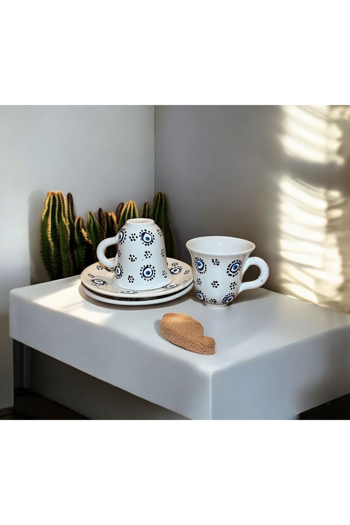 Giftorium Group Nazar Boncuklu 4 Parça 2 Kişilik Porselen 2'li Fincan Takımı