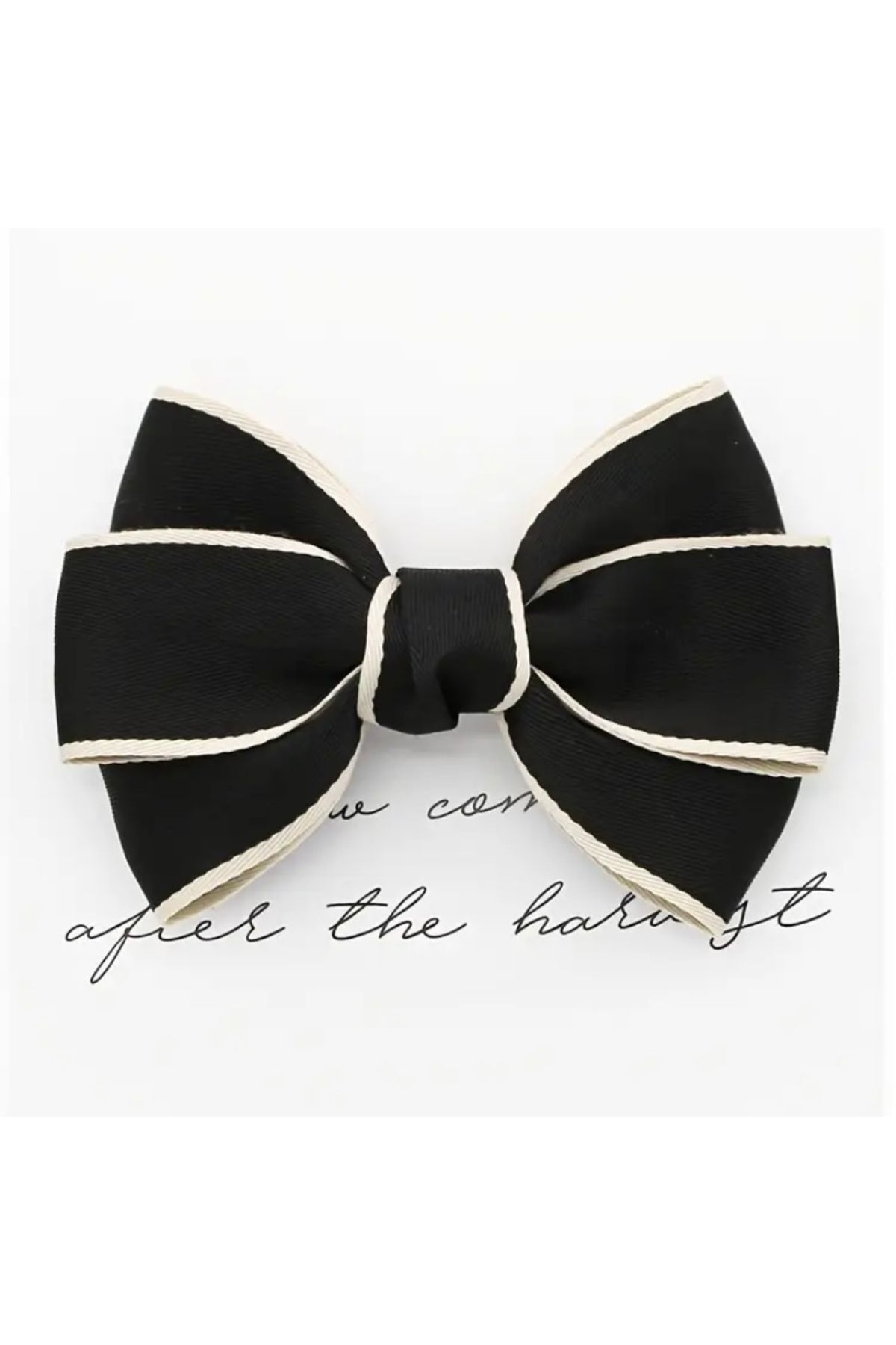 Accessories Vanilla Avenue Siyah Beyaz Kurdele Fiyonklu Klipsli Günlük Kullanım Kadın Saç Tokası