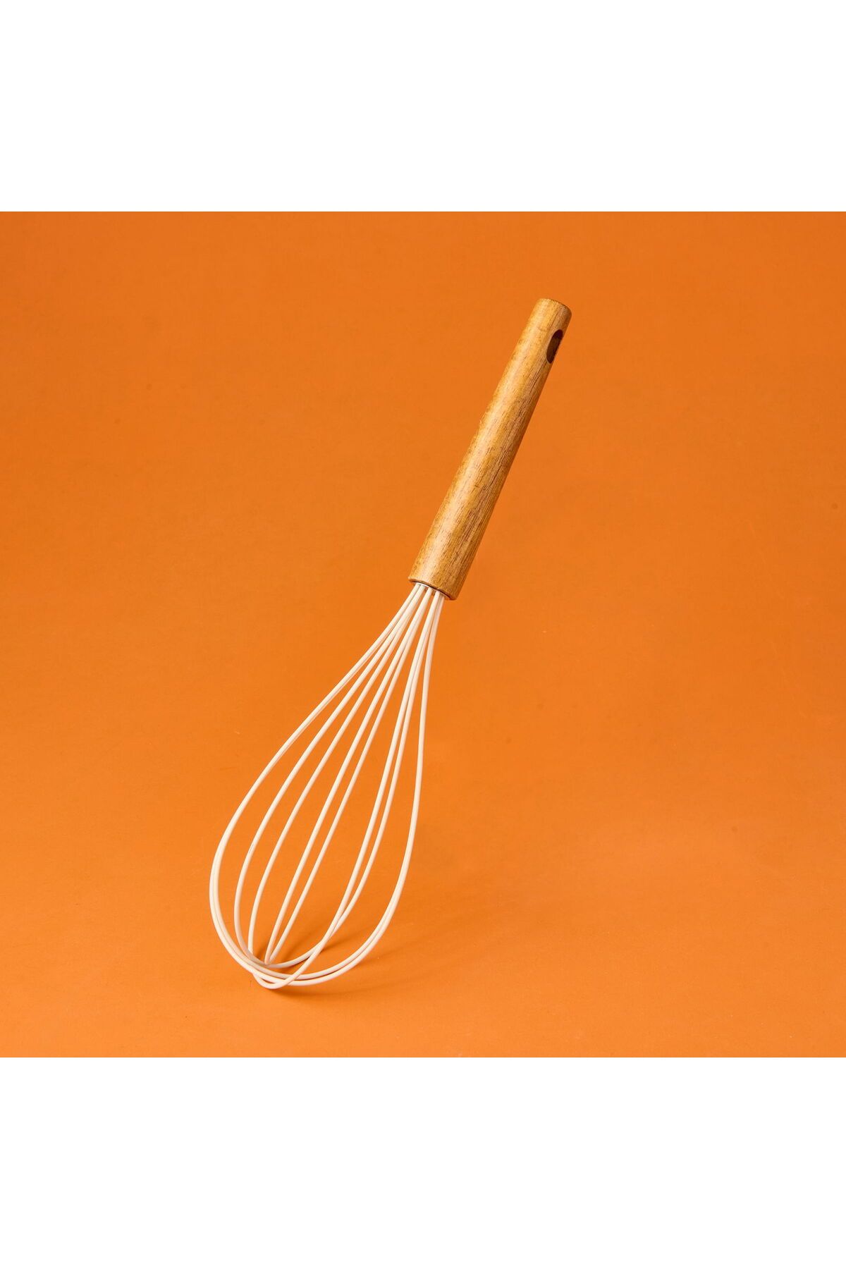 MATMEL Ahşap Saplı Silikon Çırpıcı - Krem / Kahverengi - 24 cm