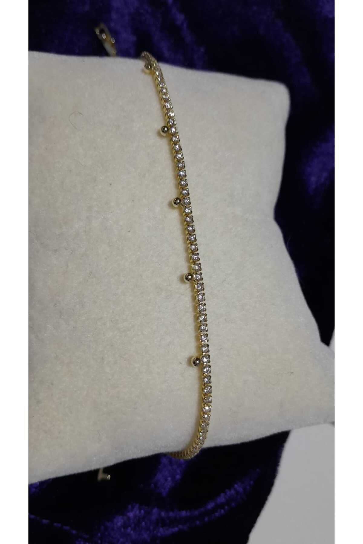 FDCOLLECTİON Çelik Baget Taşlı İnce su yolu bileklik