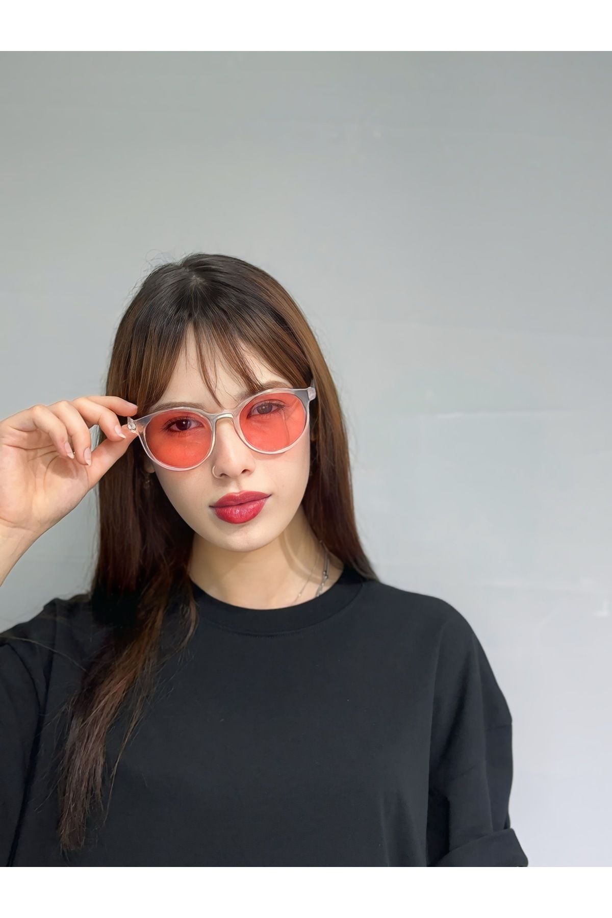 ZELİOR Unisex Şeffaf Renkli Camlı Yuvarlak Çerçeveli Güneş Gözlüğü