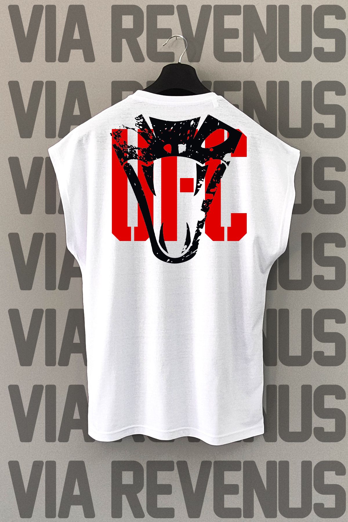 Vordevia UFC Sırt Baskılı Sıfır Kollu Bisiklet Yaka Spor Tshirt