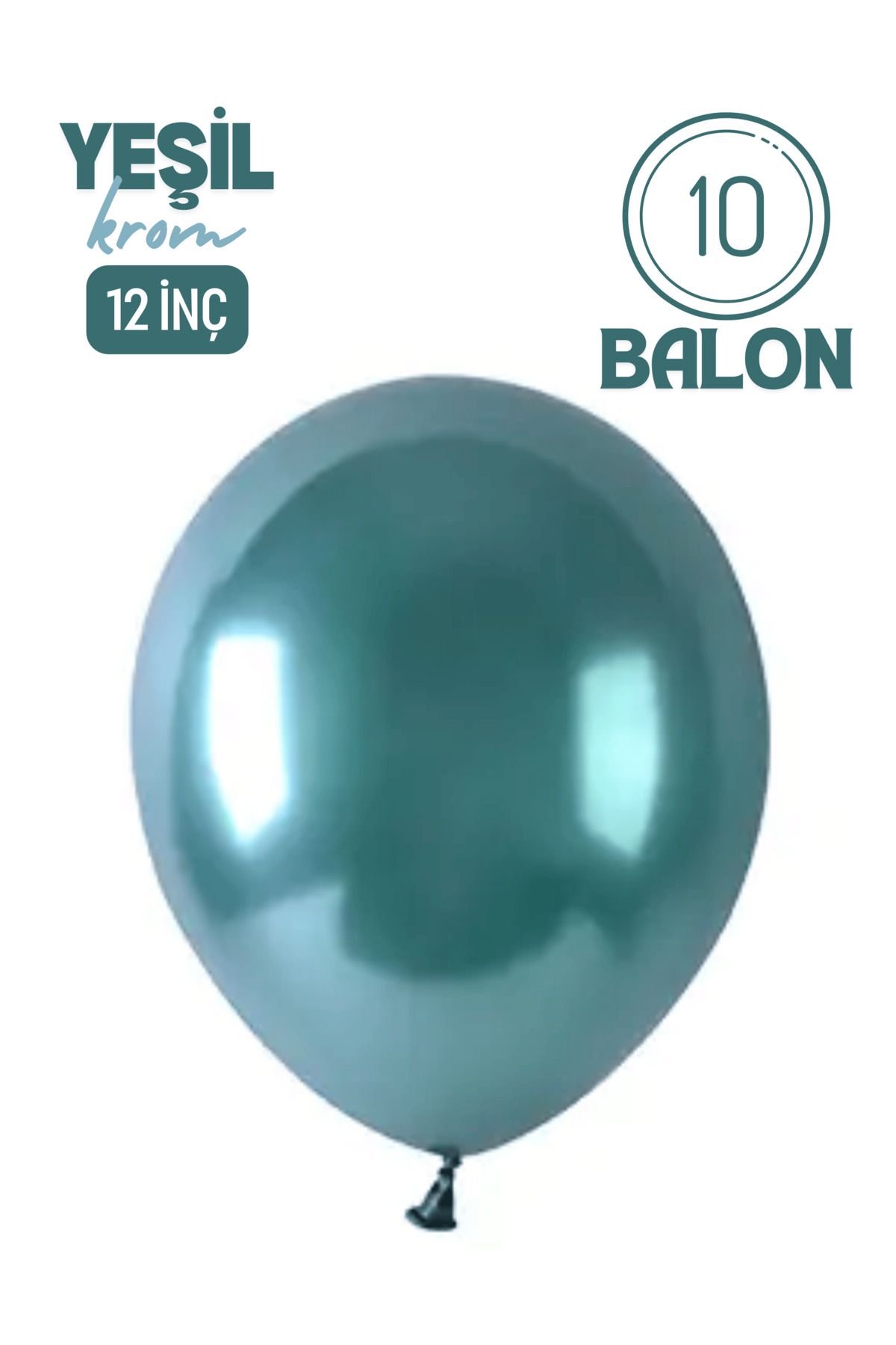 Mielibon 10’lu Krom Yeşil Balon | 12 inç Parlak Renk Balonları | Parti, Açılış ve Özel Gün Süsleme