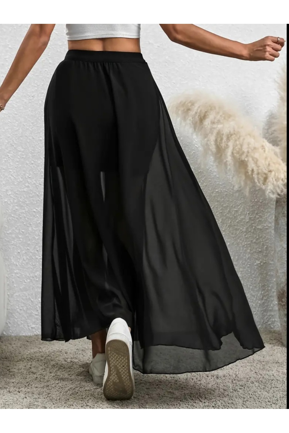 MAROVOAY  İçi mini etek detaylı Tül uzun kloş etek - Görsel 4