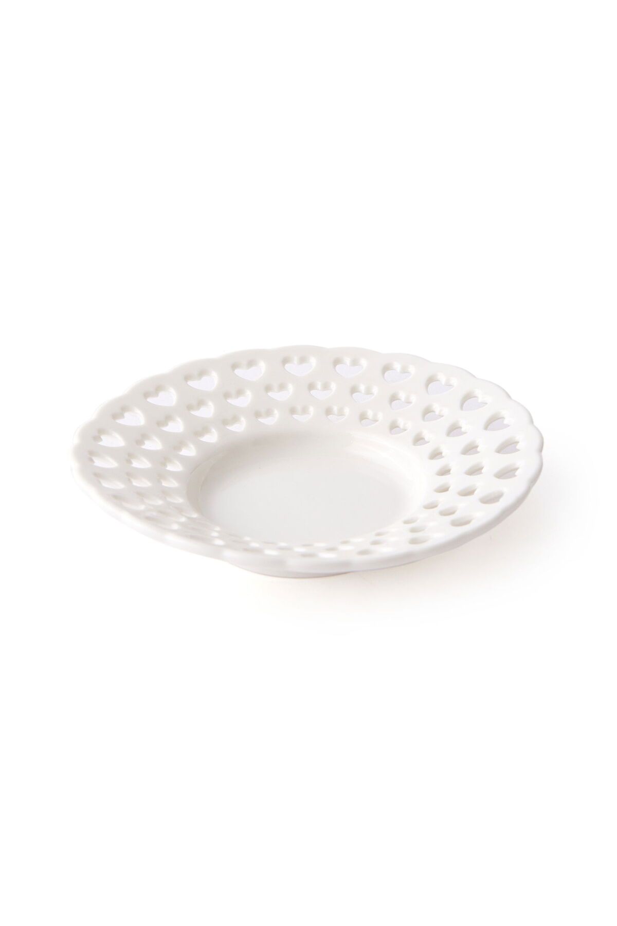 ASPARTAM Paçii Kalp Motifli Çay Tabağı - Beyaz - 11 cm