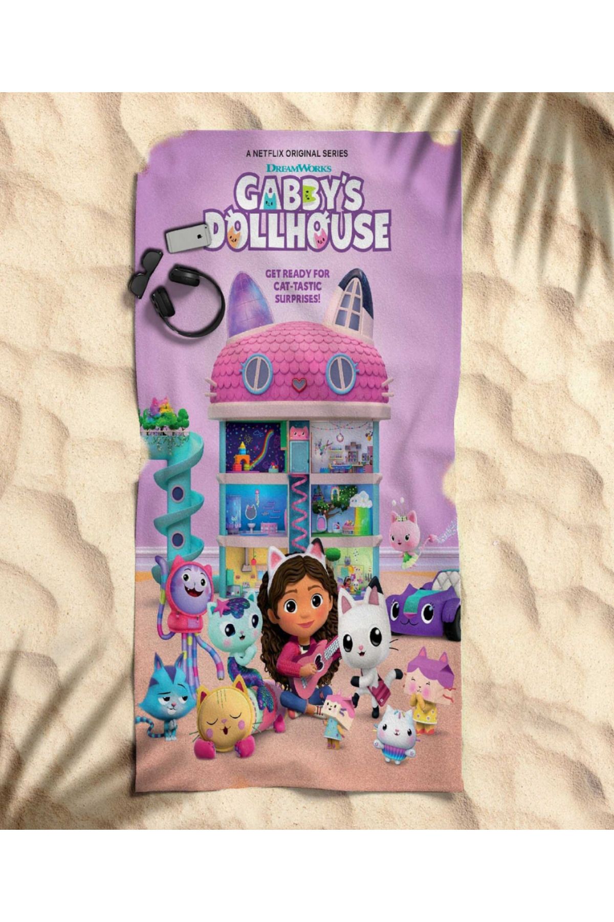 hediyechy Gabby's Dollhouse Temalı Plaj Havlusu