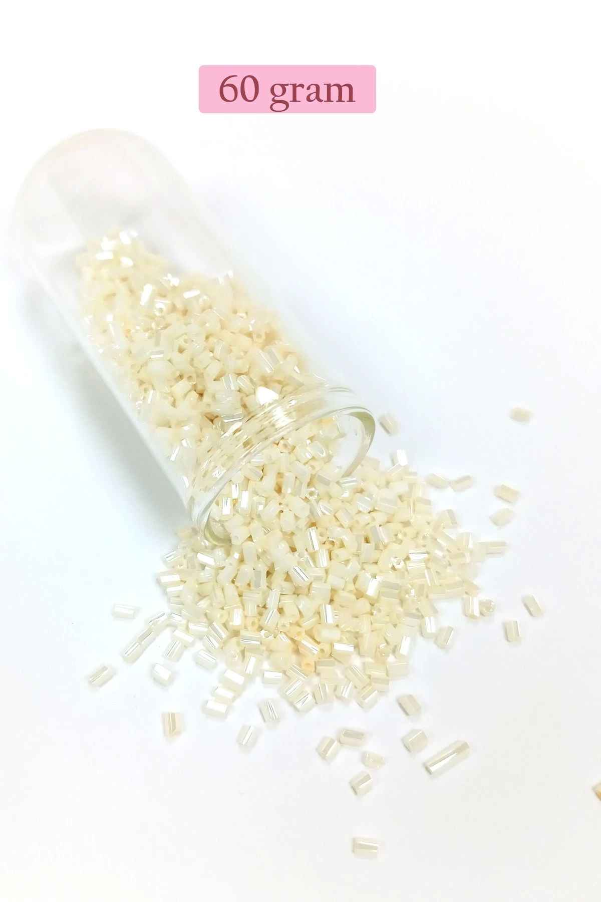 PRATİKOBA Kesme Cam Boncuk 2mm - 60 Gram - Krem - BNC384
