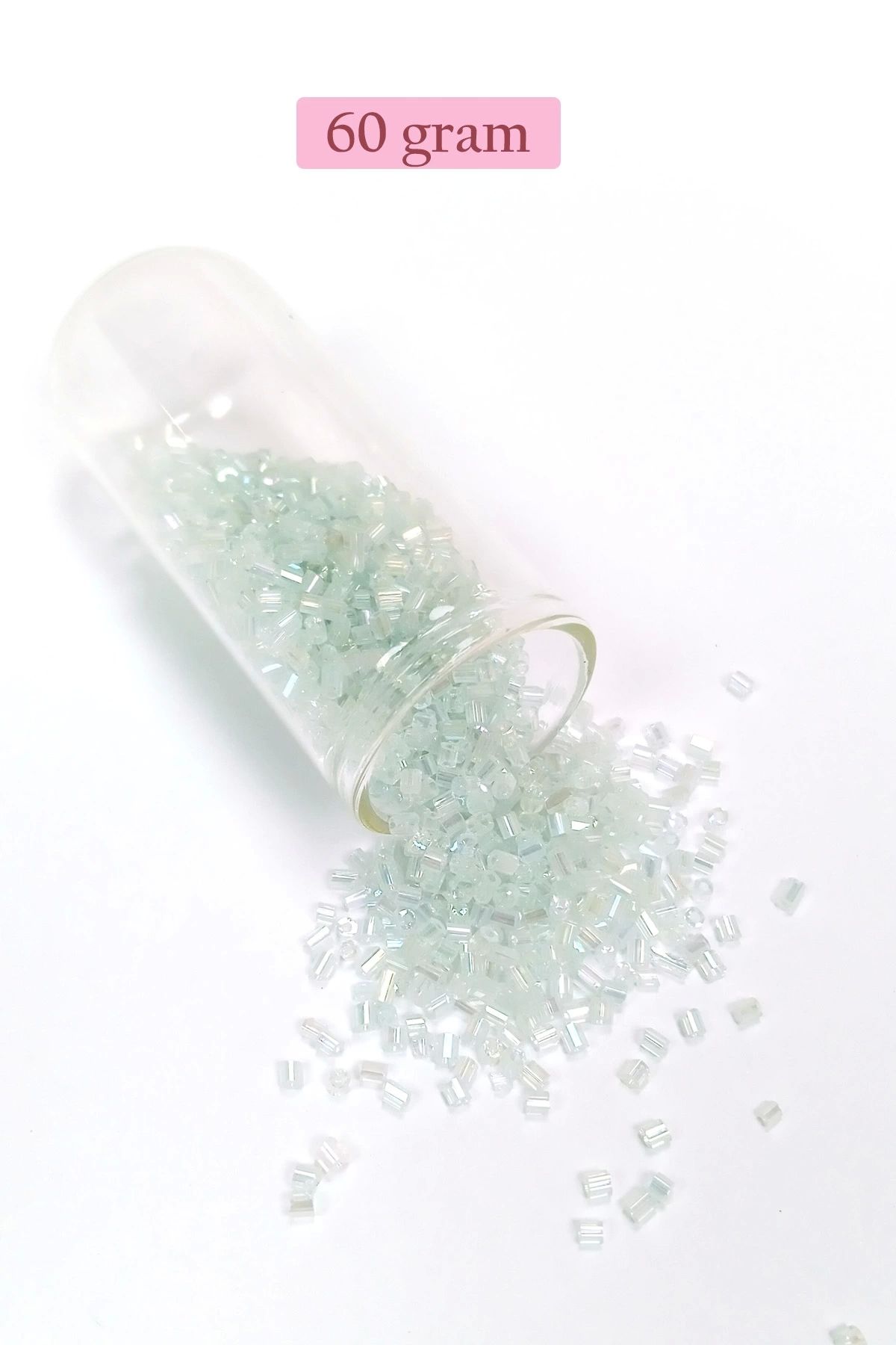 PRATİKOBA Kesme Cam Boncuk 2mm - 60 Gram - Şeffaf Beyaz - BNC368