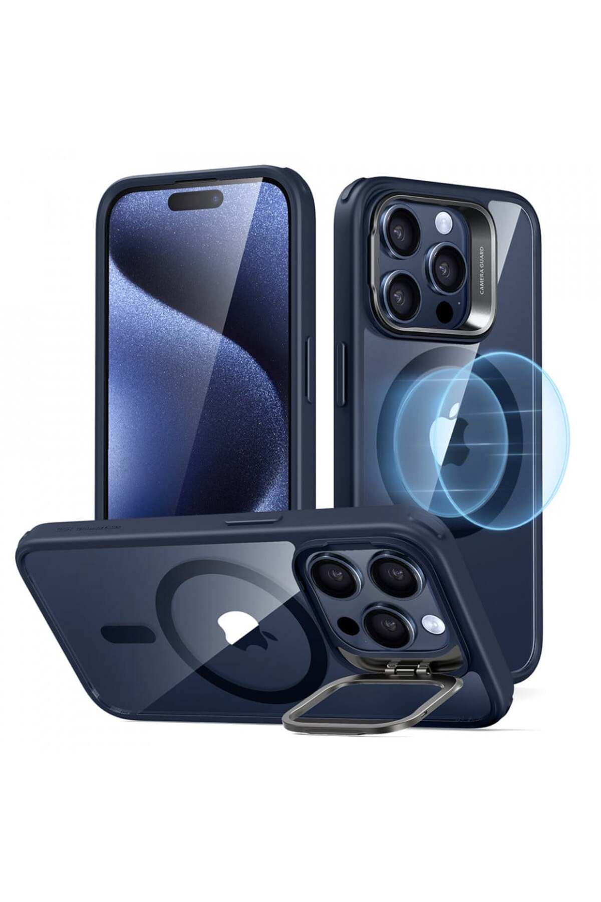 ESR Carcasă Pentru Iphone 15 Pro Max - Esr Classic Hybrid Halolock Cu Suport - Albastru Închis Transparent - One Size