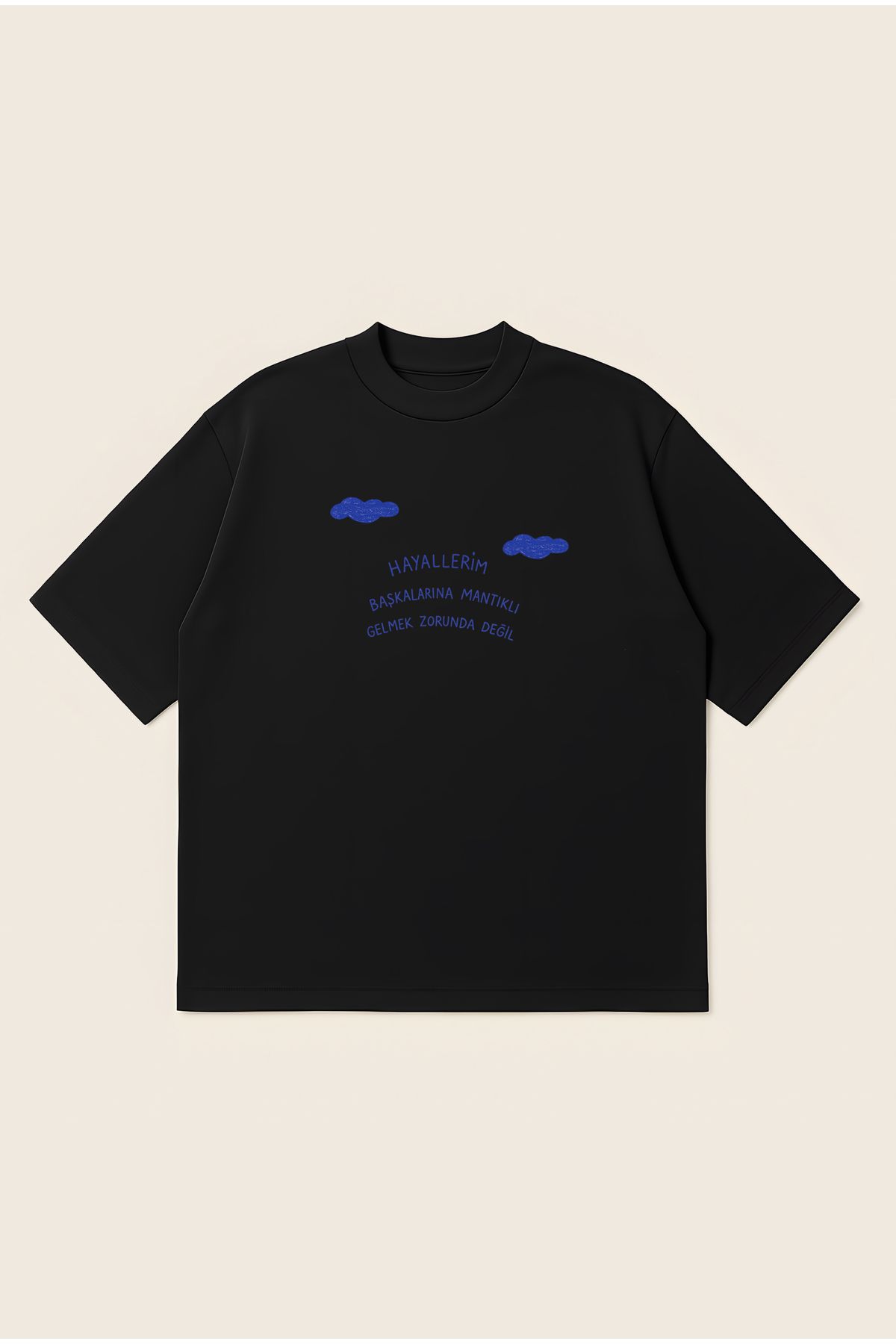 Moon Dancer Hayallerim Unisex Oversize Baskılı Boxy Fit Kalın Kumaşlı T-shirt