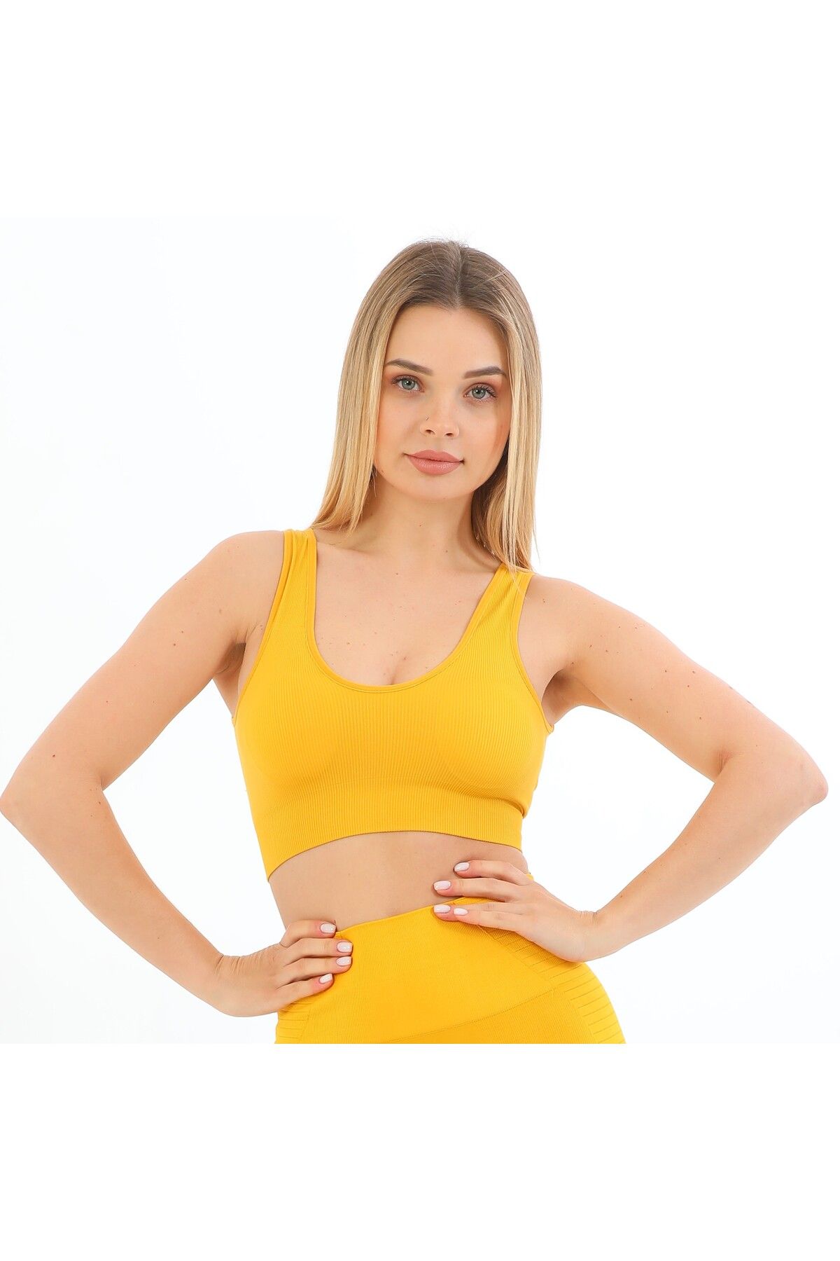 inkasole Kalın Askılı Fitilli Crop Büstiyer 5700 Sarı