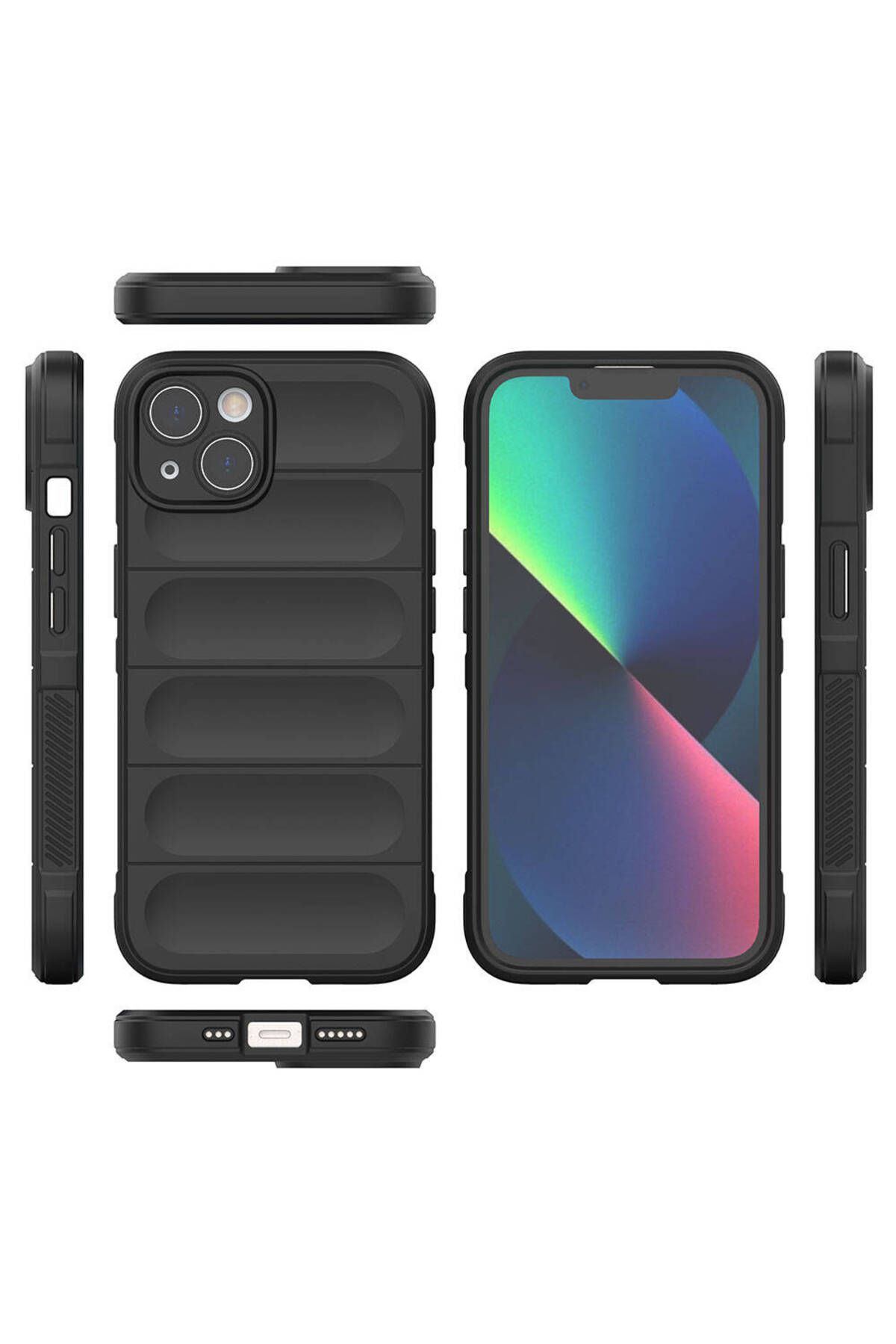 SKYARC Apple iPhone 13 Kılıf Esnek TPU Oyuklu Arka Yüzey Tasarımlı Etnik Silikon Kapak
