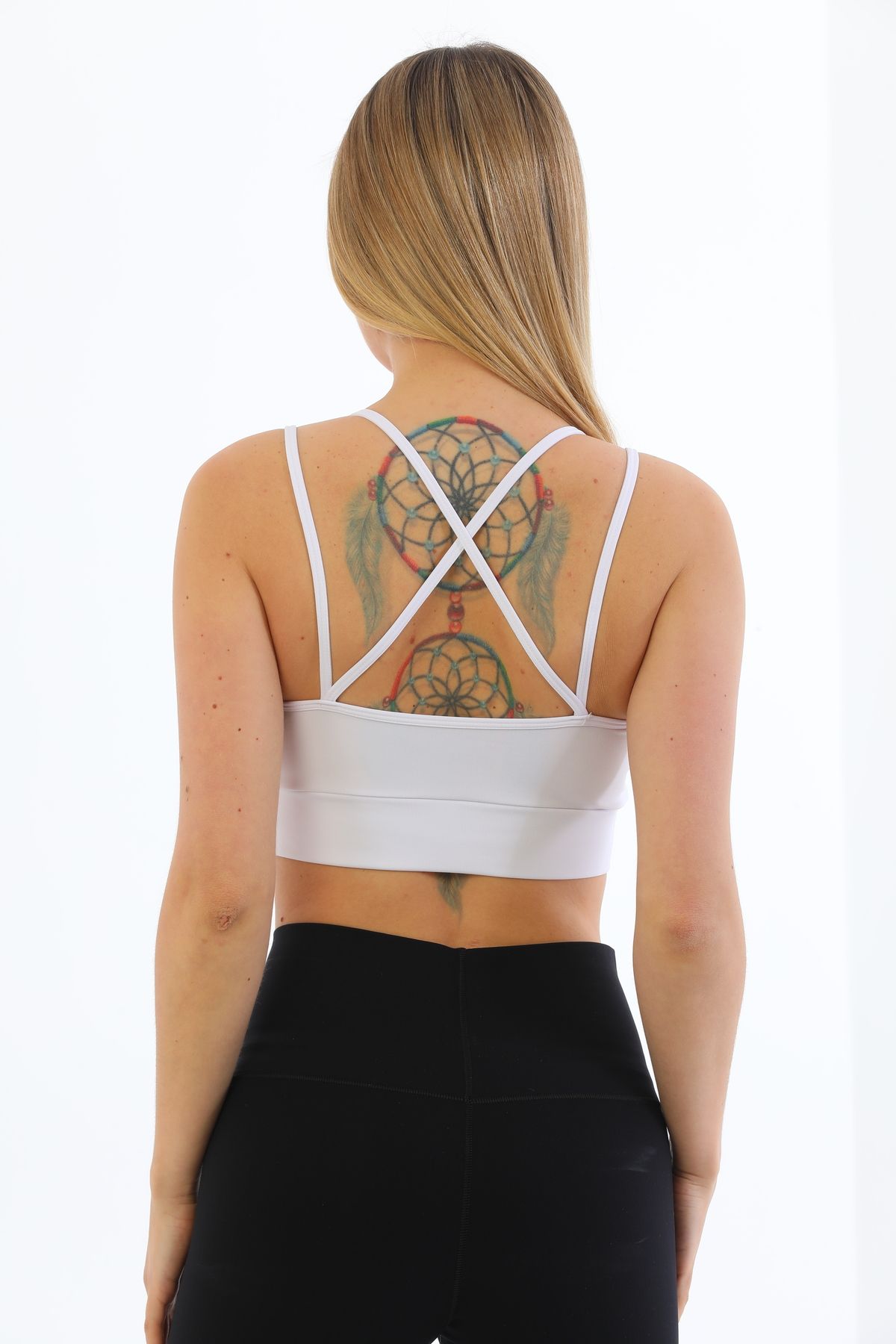 inkasole Arkası Çapraz Detaylı Spor Crop Büstiyer 5800 Beyaz