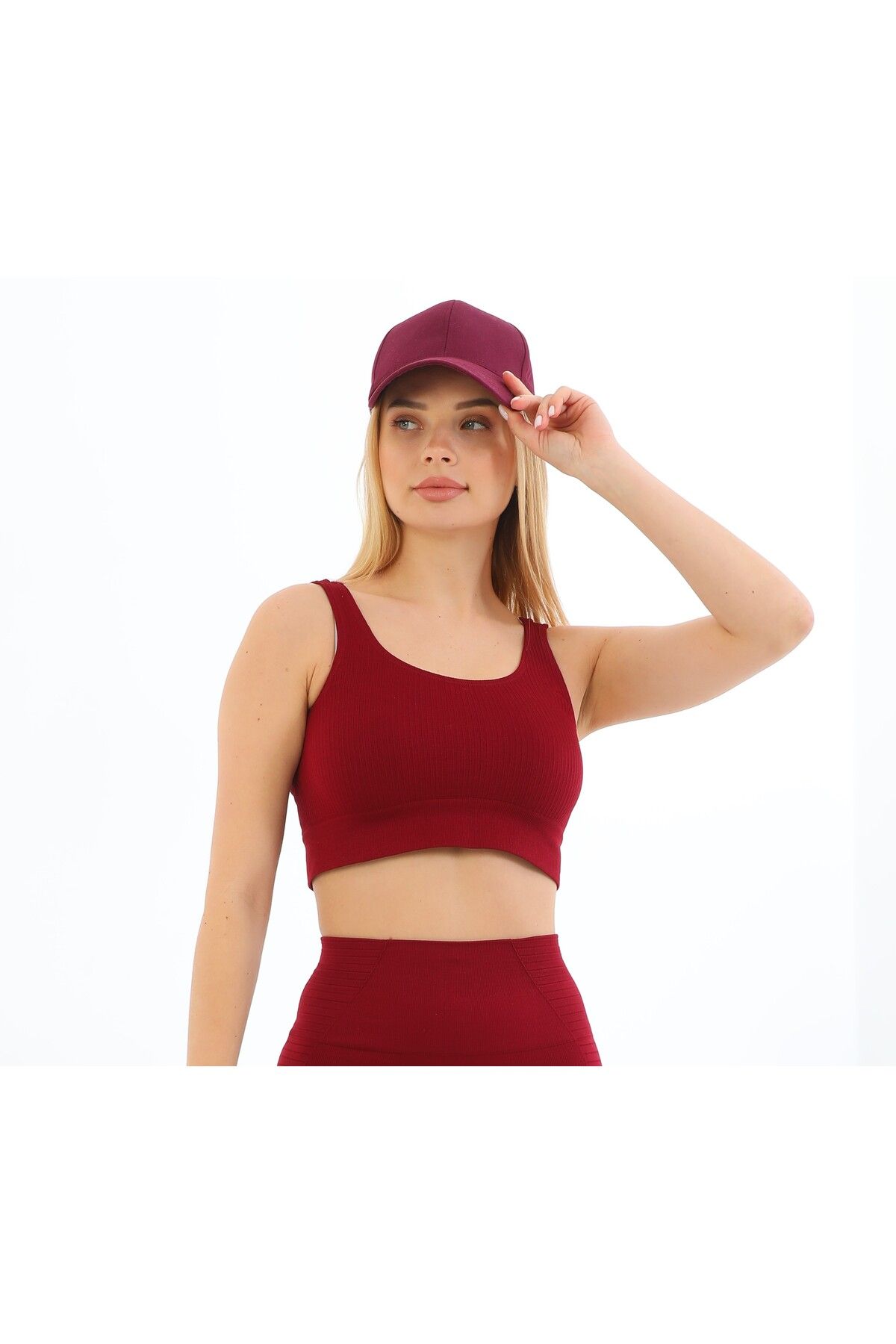 bazaar-turkey all you need Kalın Askılı Fitilli Crop Büstiyer 5700 Bordo