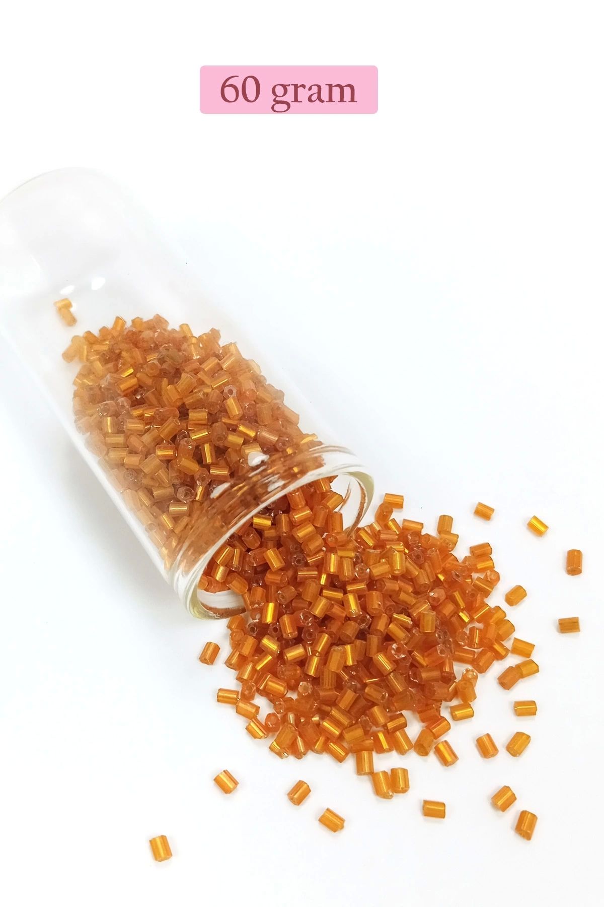 PRATİKOBA Kesme Cam Boncuk 2mm - 60 Gram - Şeffaf Koyu Turuncu - BNC375