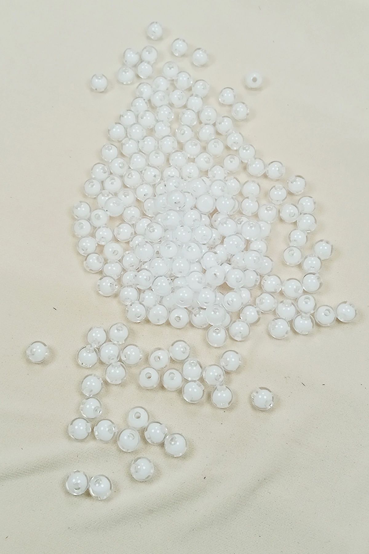 PRATİKOBA Yuvarlak Boncuk İçten Boncuklu Bileklik Çanta Boncuğu 8 mm 50 gr Beyaz - BNC470