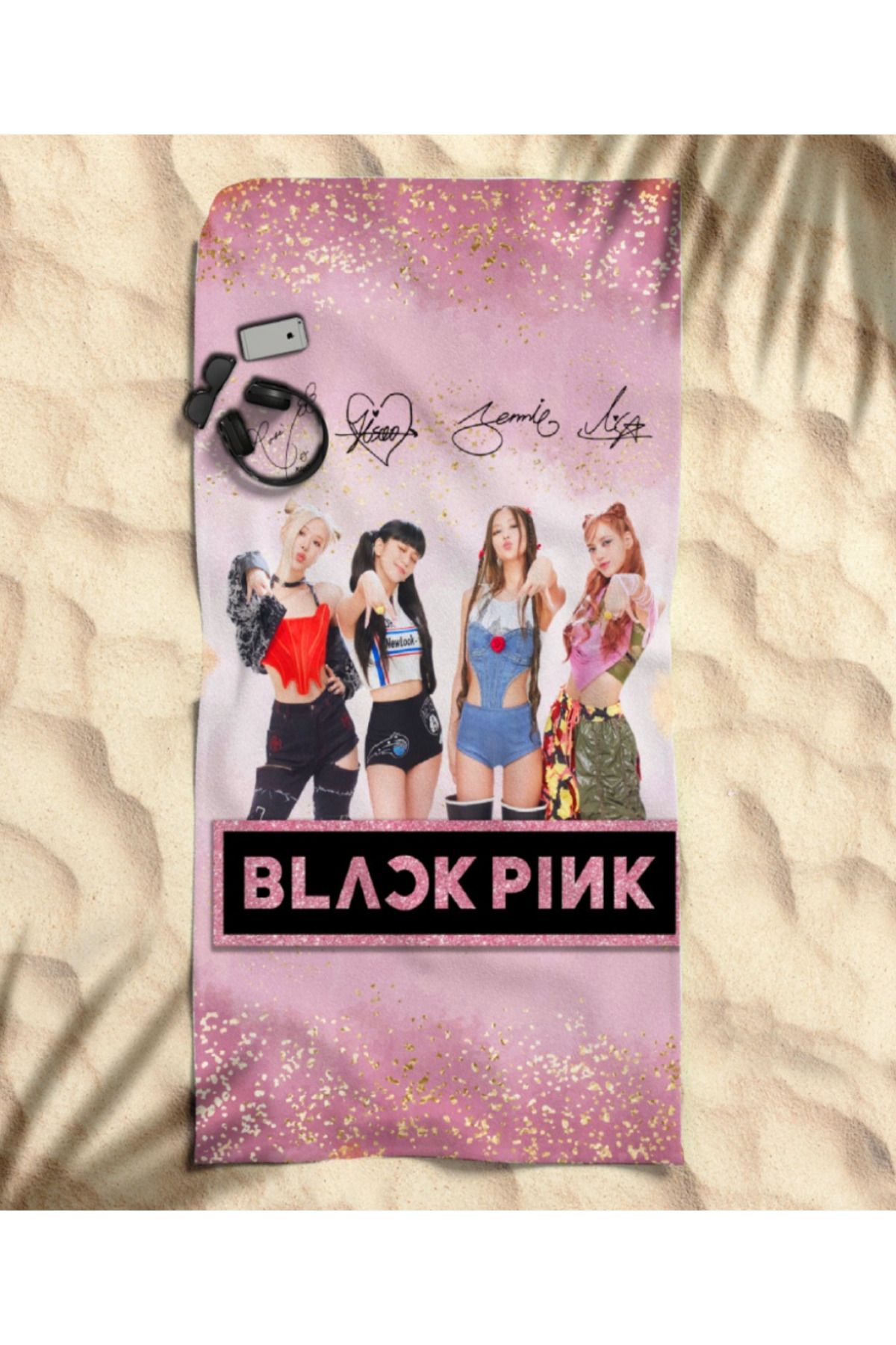 hediyechy Black Pink Pembe Temalı Plaj Havlusu
