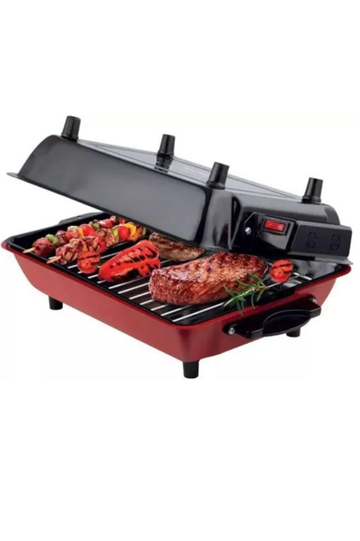 Mina Büyük Elektrikli Izgara I 35x25 Cm I Mangal Barbekü Balık Kebap I Emaye Gövde Ve Tepsi I 1100w