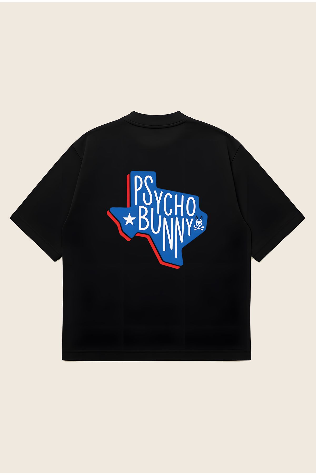 Moon Dancer Psycho Bunny Texas Edition Unisex Oversize Baskılı Boxy Fit Kalın Kumaşlı T-shirt