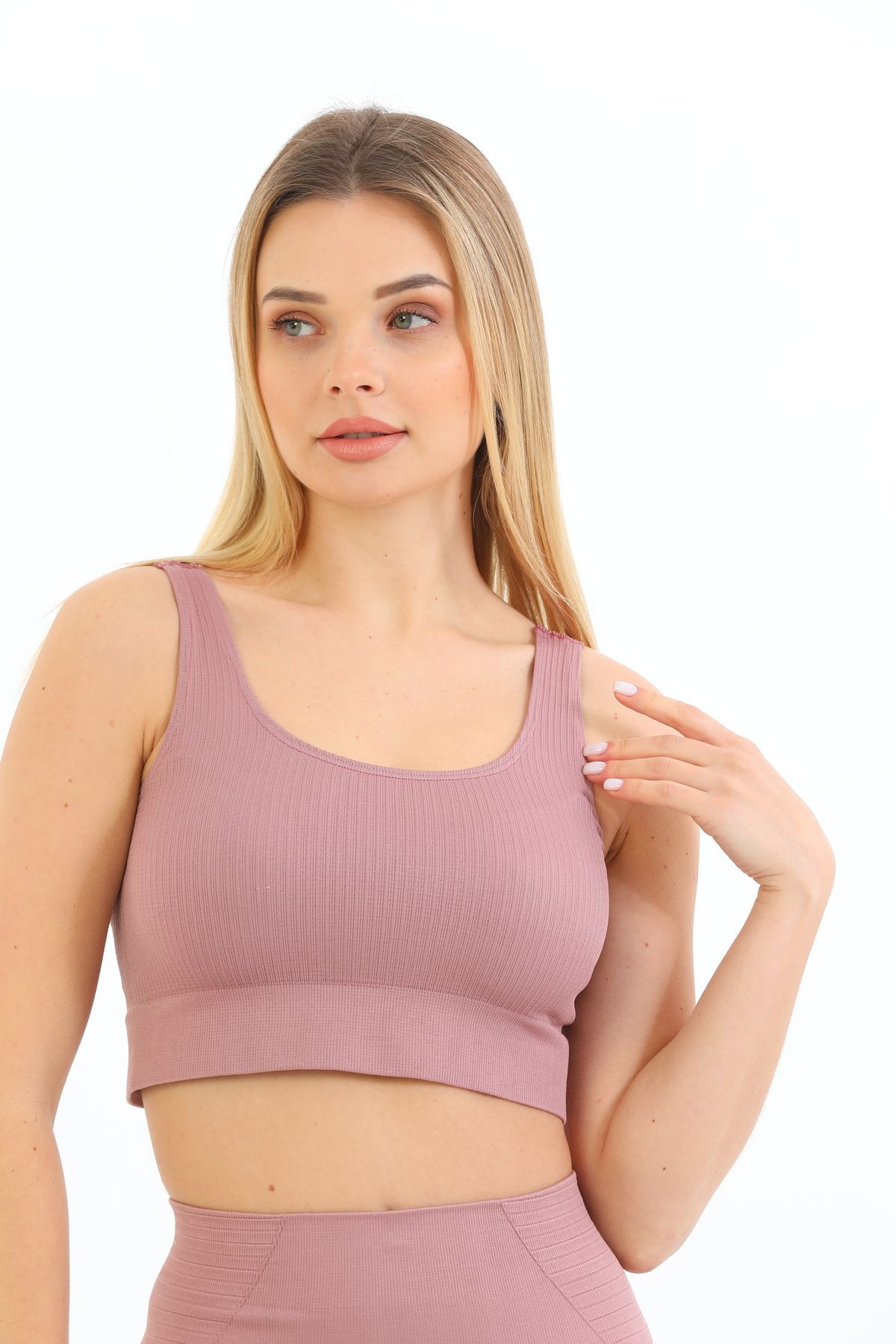 inkasole Kalın Askılı Fitilli Crop Büstiyer 5700 Mürdüm