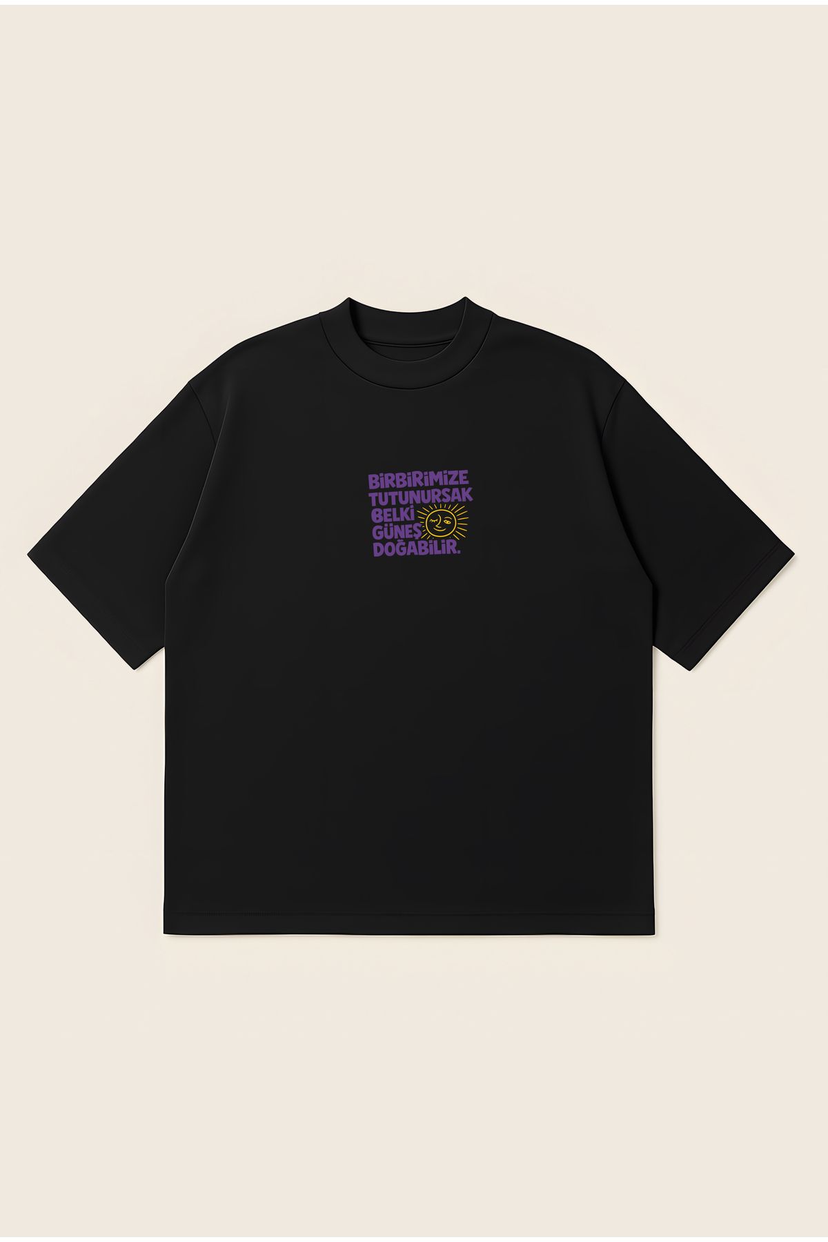 Moon Dancer Belki Güneş Doğabilir Unisex Oversize Baskılı Boxy Fit Kalın Kumaşlı T-shirt