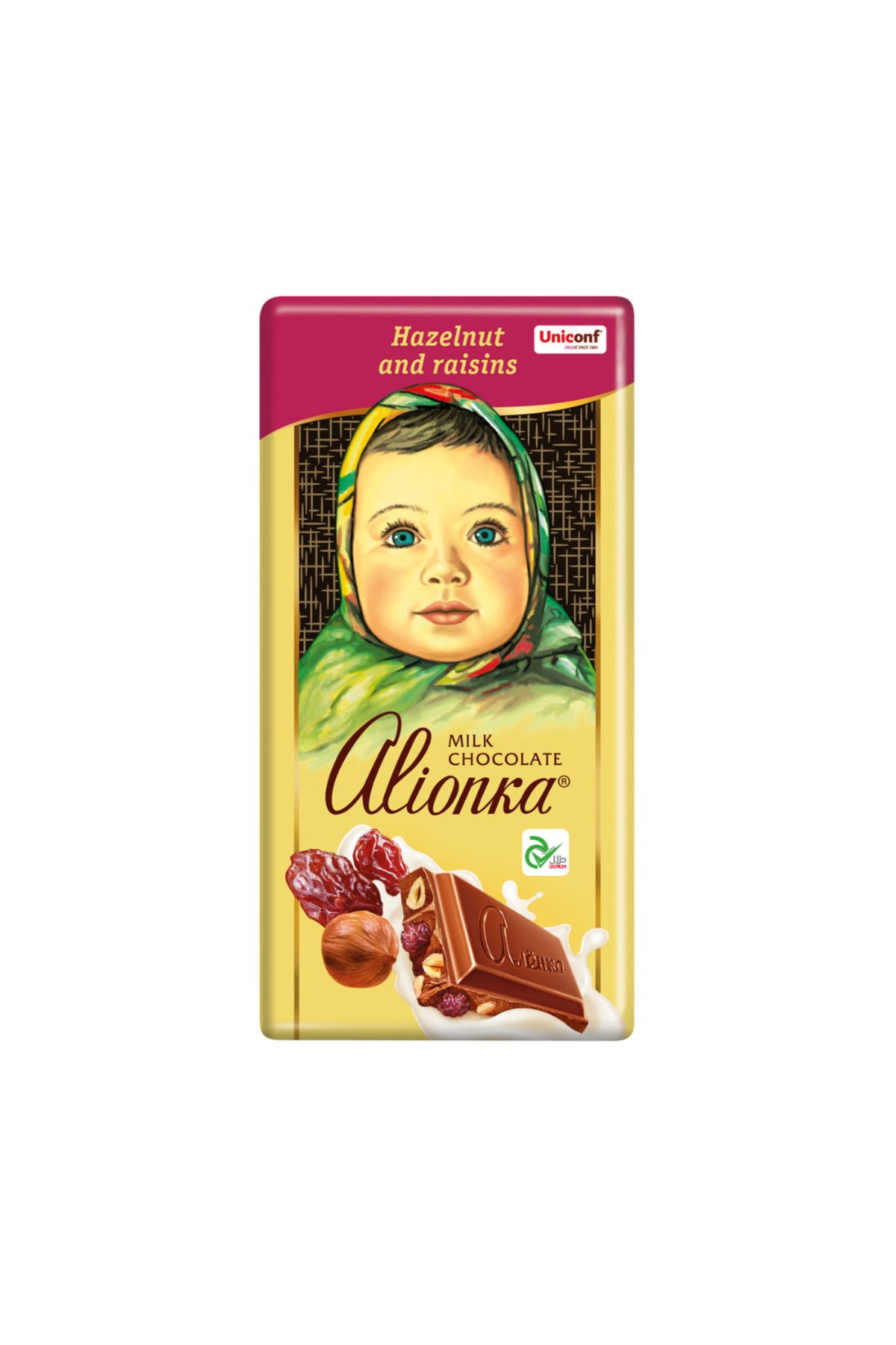 Alenka Alionka (Alenka) Milk Chocolate with Hazelnut and Raisins 90g