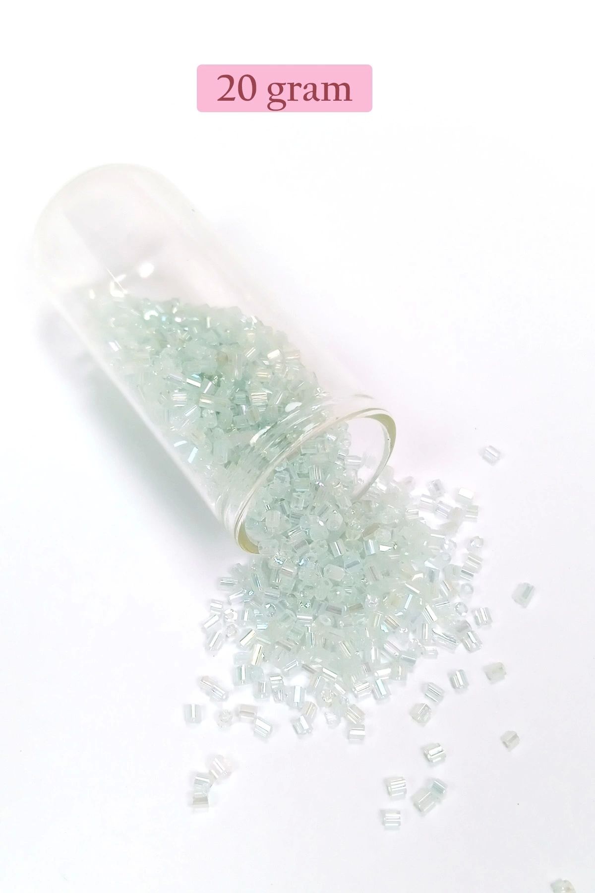 PRATİKOBA Kesme Cam Boncuk 2mm - 20 Gram - Şeffaf Beyaz -BNC320
