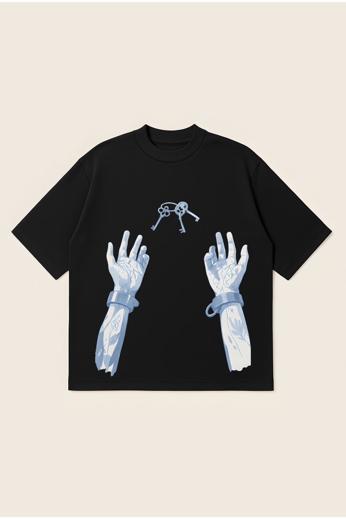 Moon Dancer Anime Chained Unisex Oversize Baskılı Boxy Fit Kalın Kumaşlı T-shirt