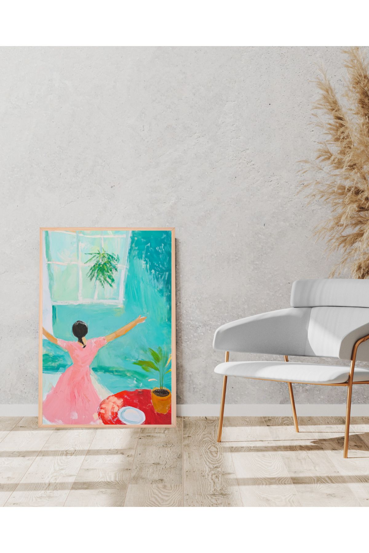 Tuba Decor Tek parça Ahşap Çerçeve Görünümlü MDF Tablo