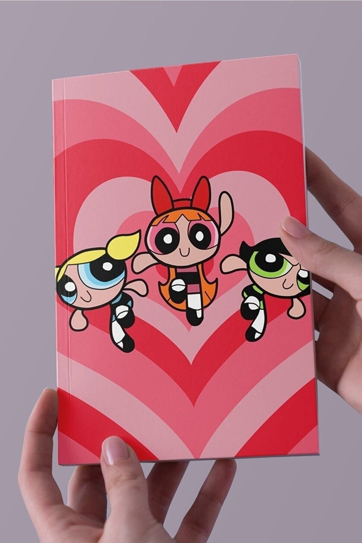Ludios Powerpuff Girls Kırmızı Kalpli A5 Çizgisiz Defter(50 Sayfa)