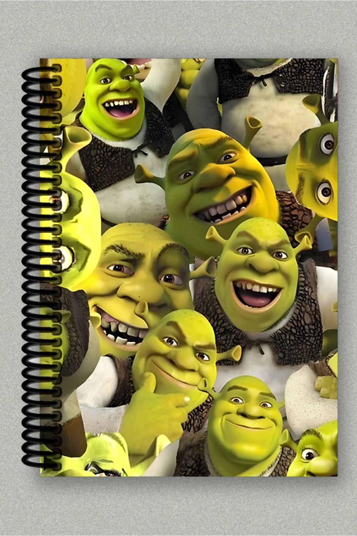 Ludios Shrek Kolaj Spiralli A5 Çizgisiz Tuale Kapaklı Hediyelik Defter (200 Sayfa)