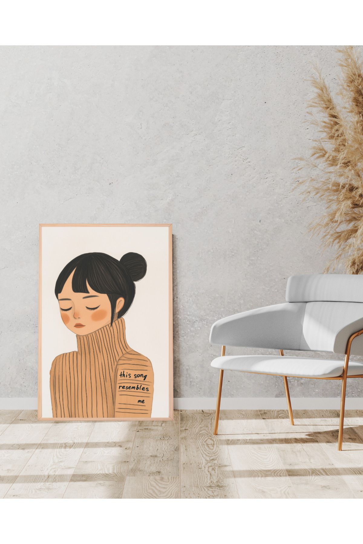 Tuba Decor Tek parça Ahşap Çerçeve Görünümlü MDF Tablo