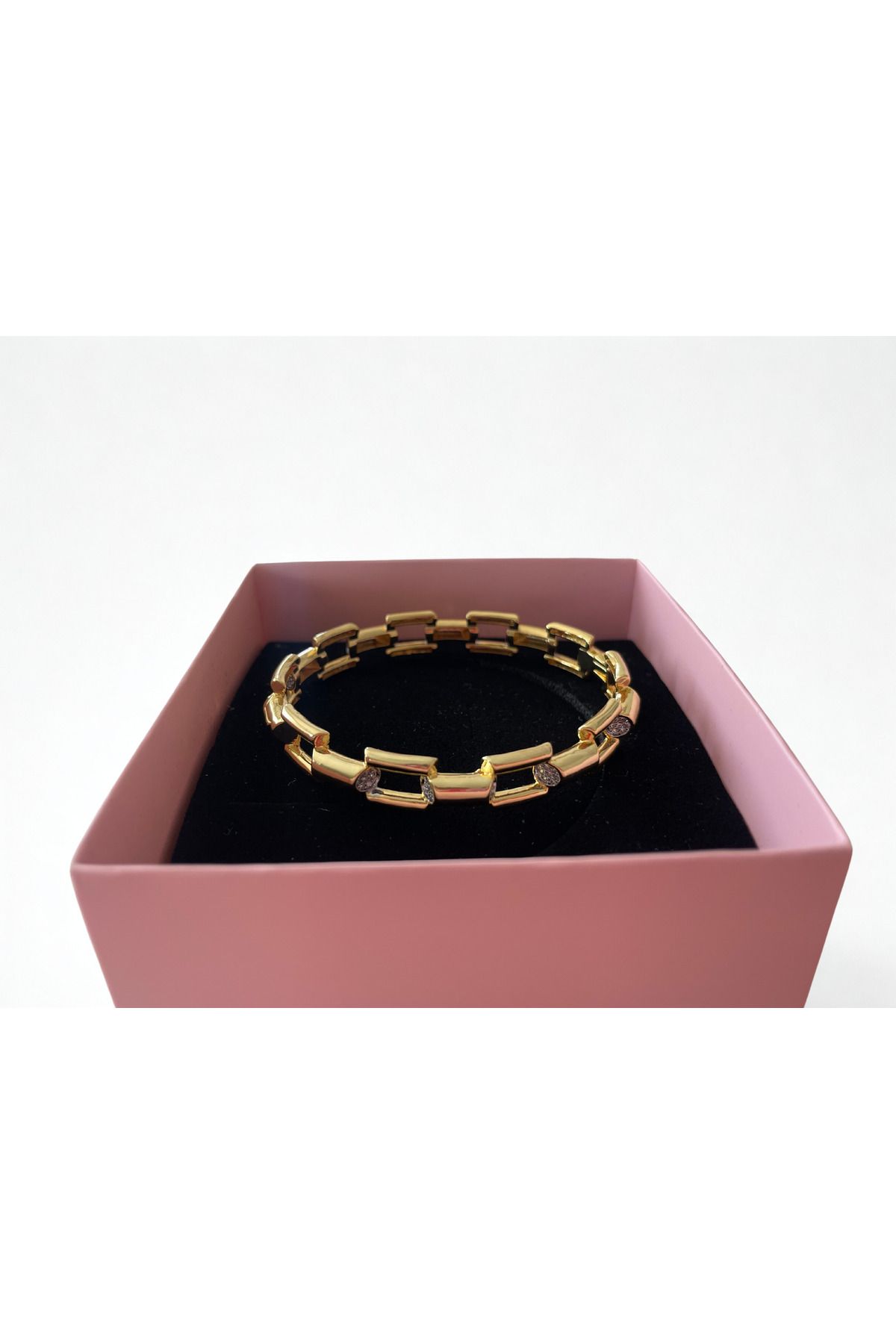 Ela accessories Zirkon Taşlı Çelik Zincir Model Kadın Bileklik