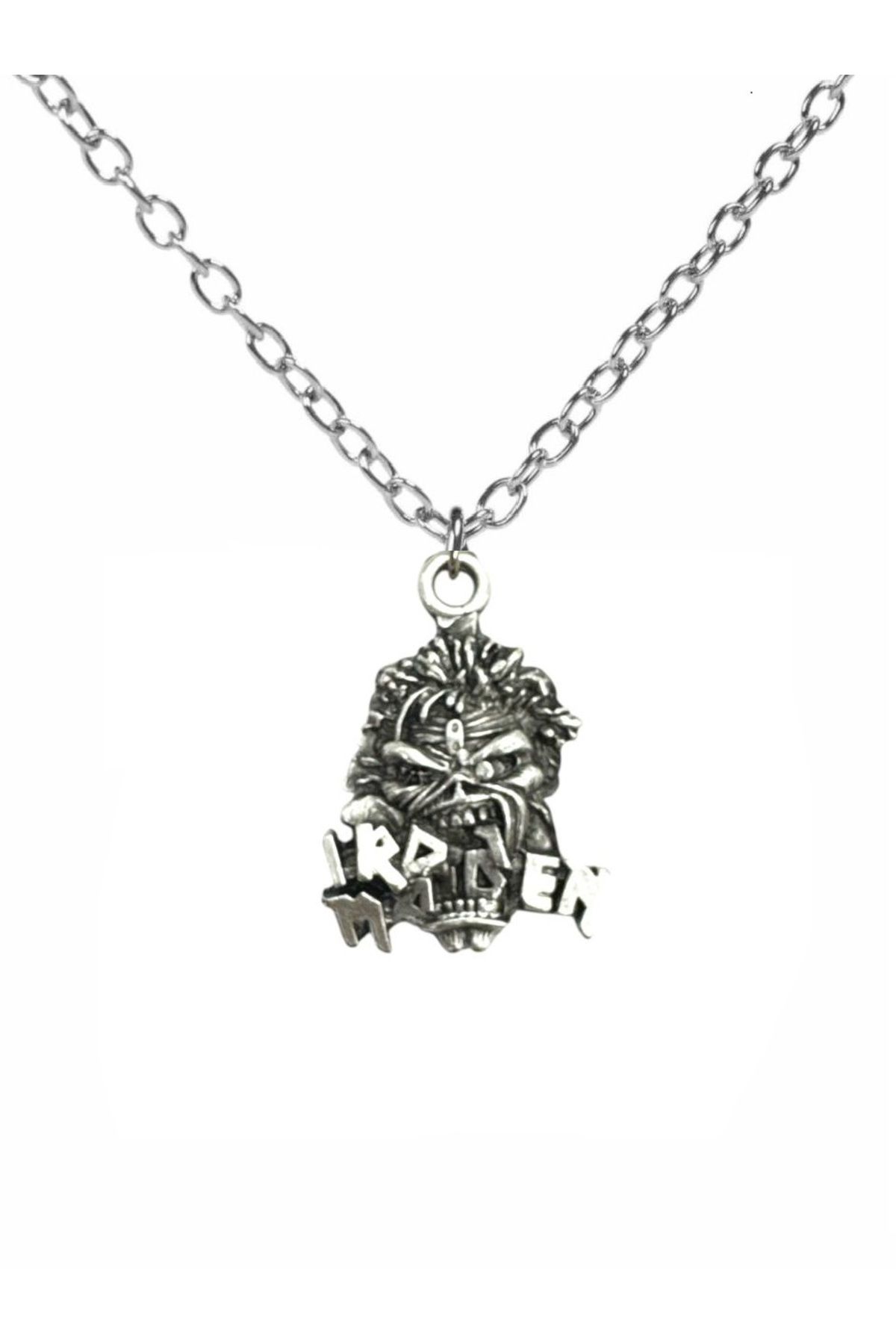 Herşey Nota Iron Maiden Rock Metal Grup Zincir Kolye – 60 cm | Unisex Heavy Metal Aksesuar