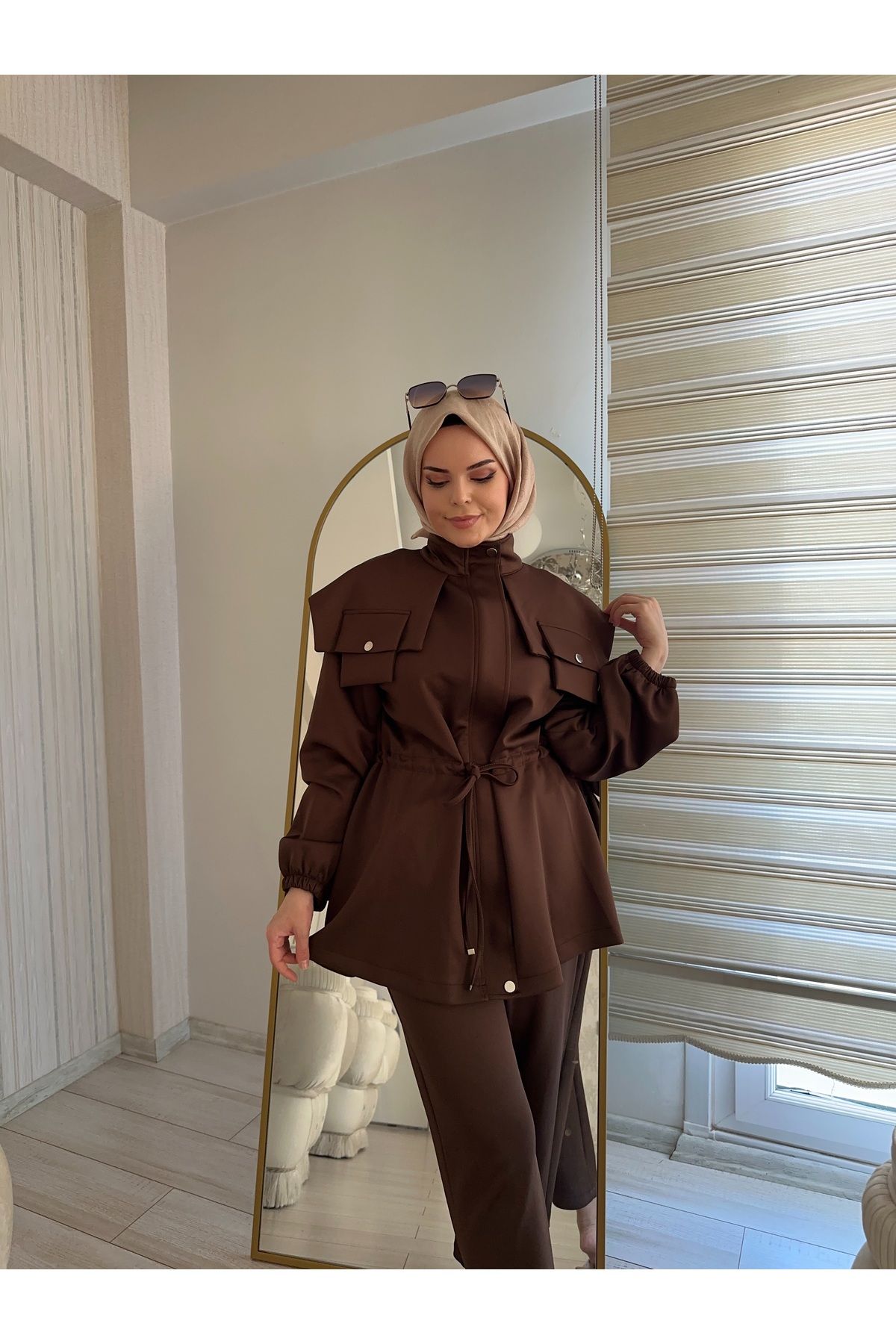 Nuesscollection Bel Büzgülü Scuba Tesettür Takım