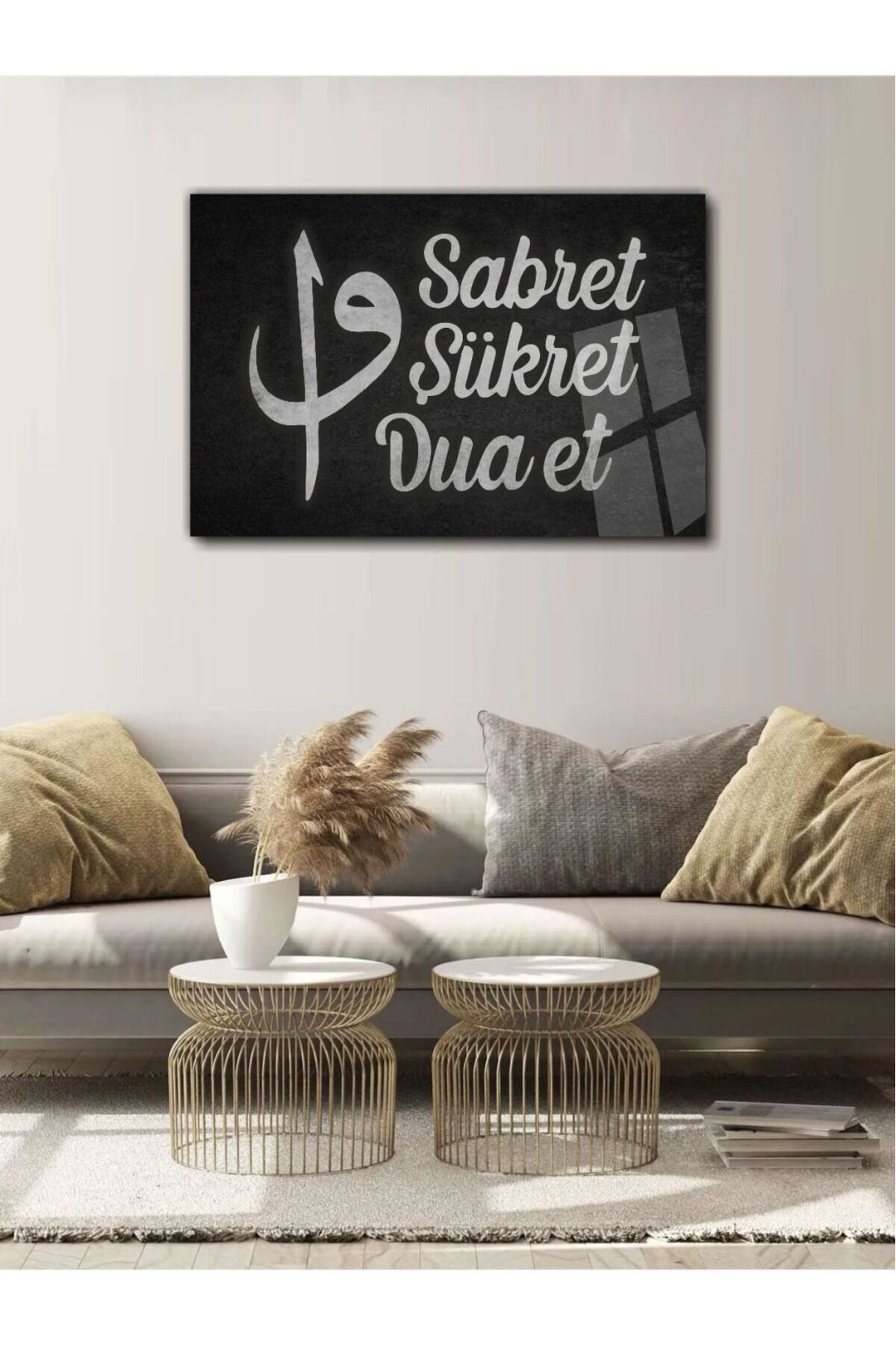 TAULART İslami Cam Tablo Sabret Şükret Dua Et