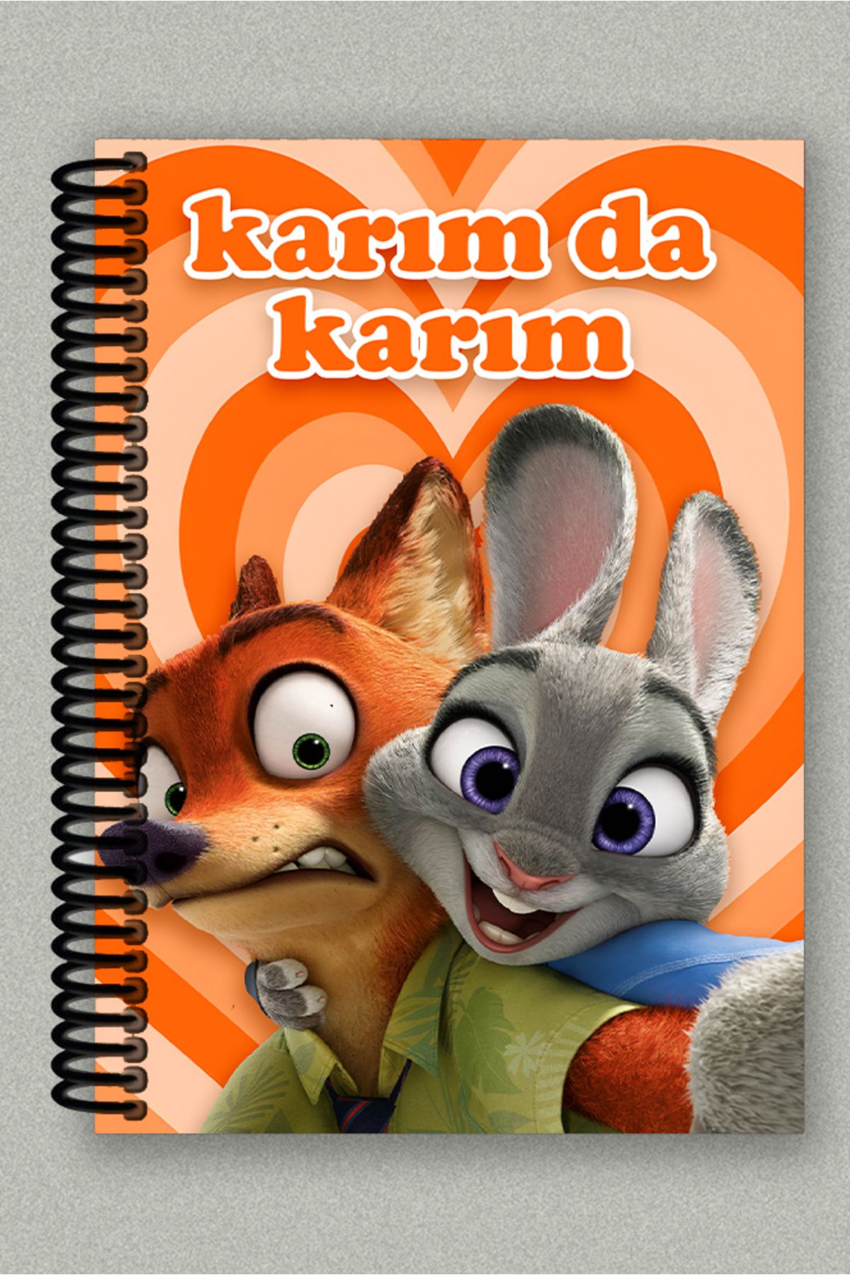 Ludios Zootropolis Karım da Karım Spiralli A5 Çizgisiz Tuale Kapaklı Hediyelik Defter (200 Sayfa)