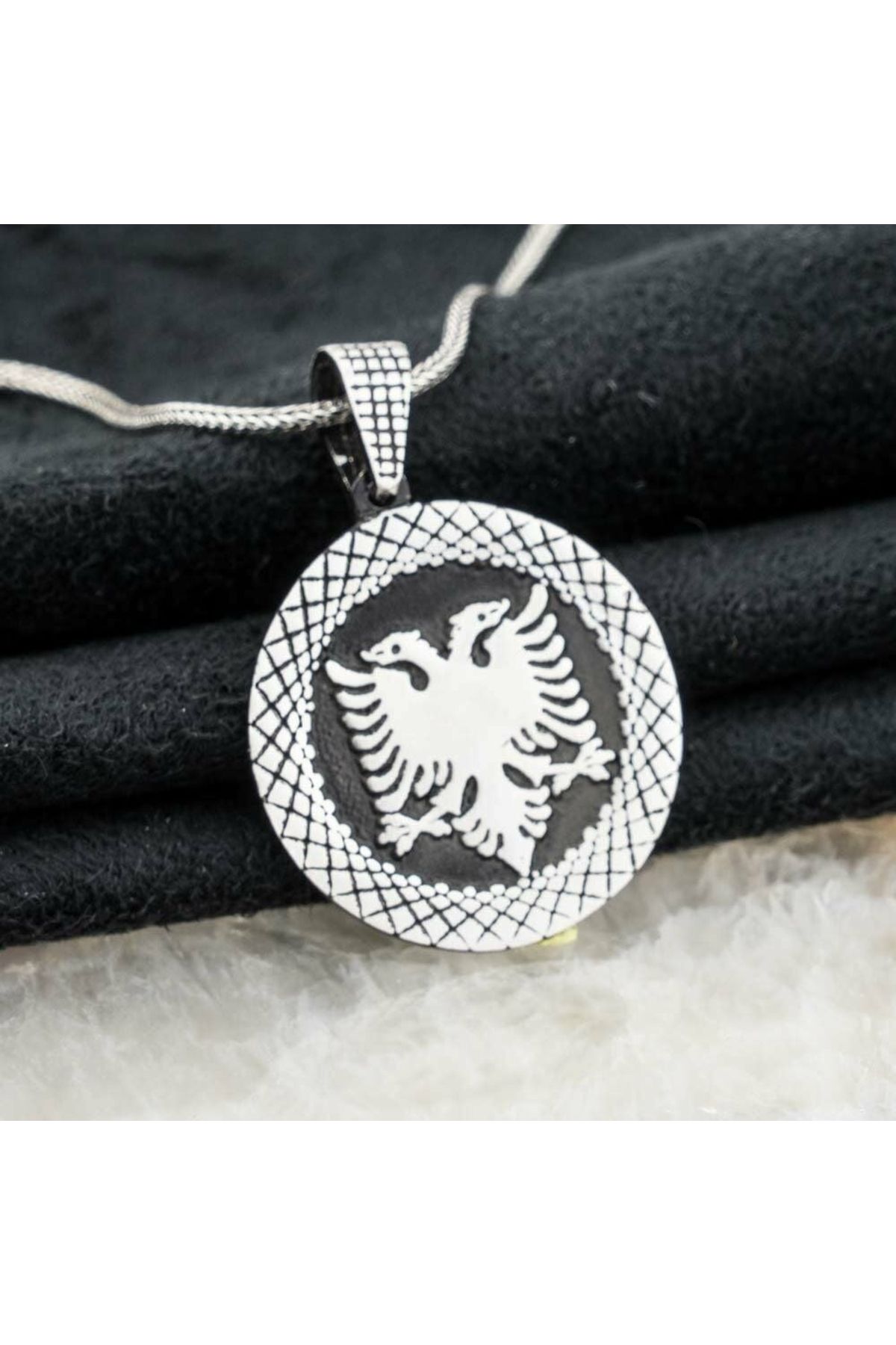 MODA925 925 Ayar Gümüş Arnavut Kartalı Erkek Gümüş Kolye