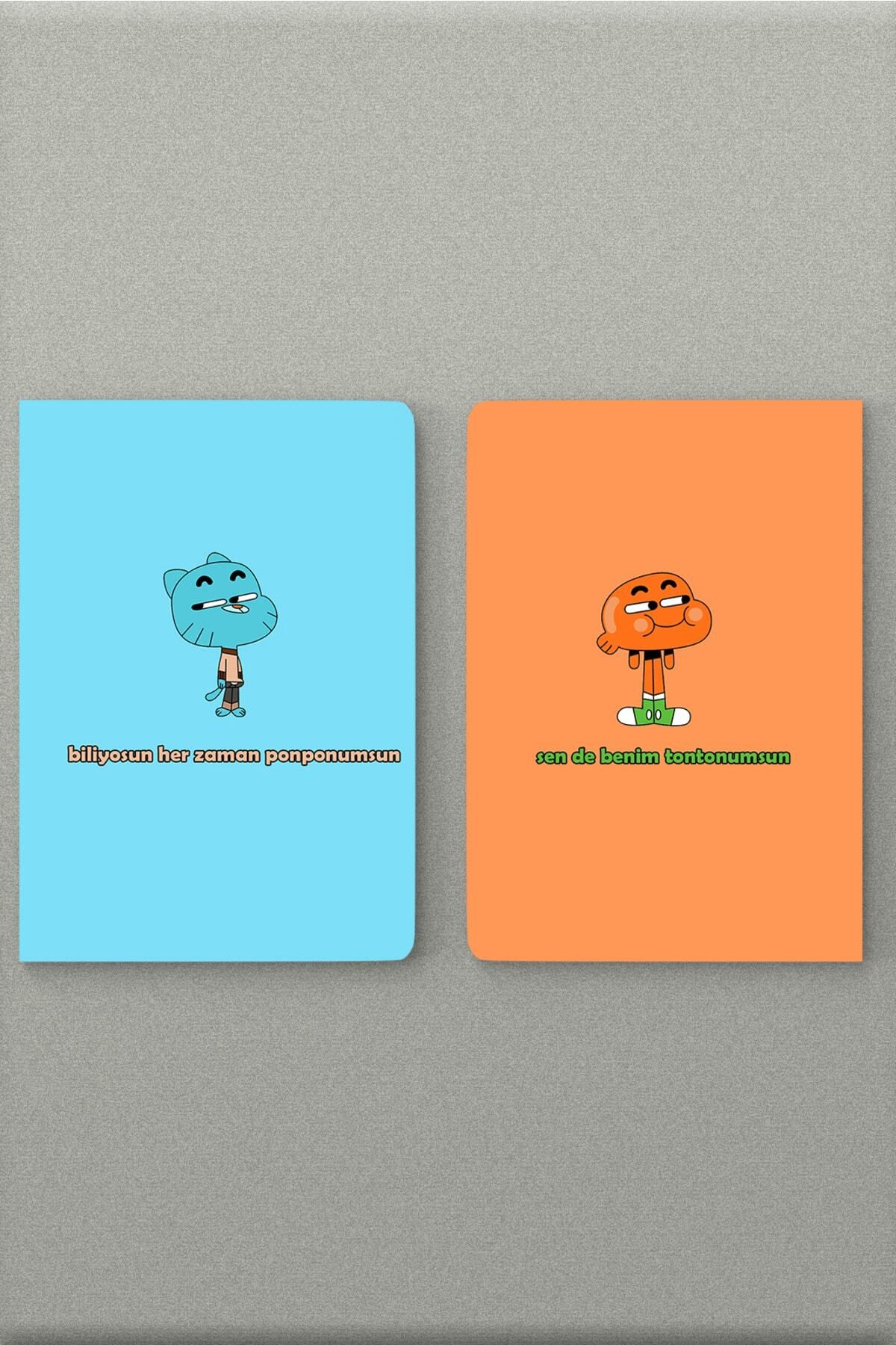 Ludios 2'li Gumball & Darwin Modd A5 Çizgisiz Defter (50 Sayfa)
