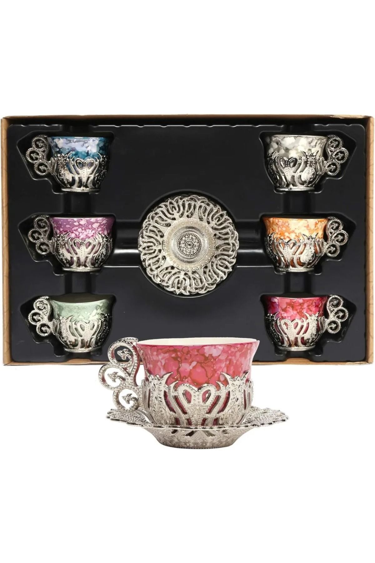 E orient Türk Kahvesi Sunum Seti Metal Kahve Fincan Takımı Kahve Fincanı Kahvesi Espresso Arap Fincanı 6 Lı