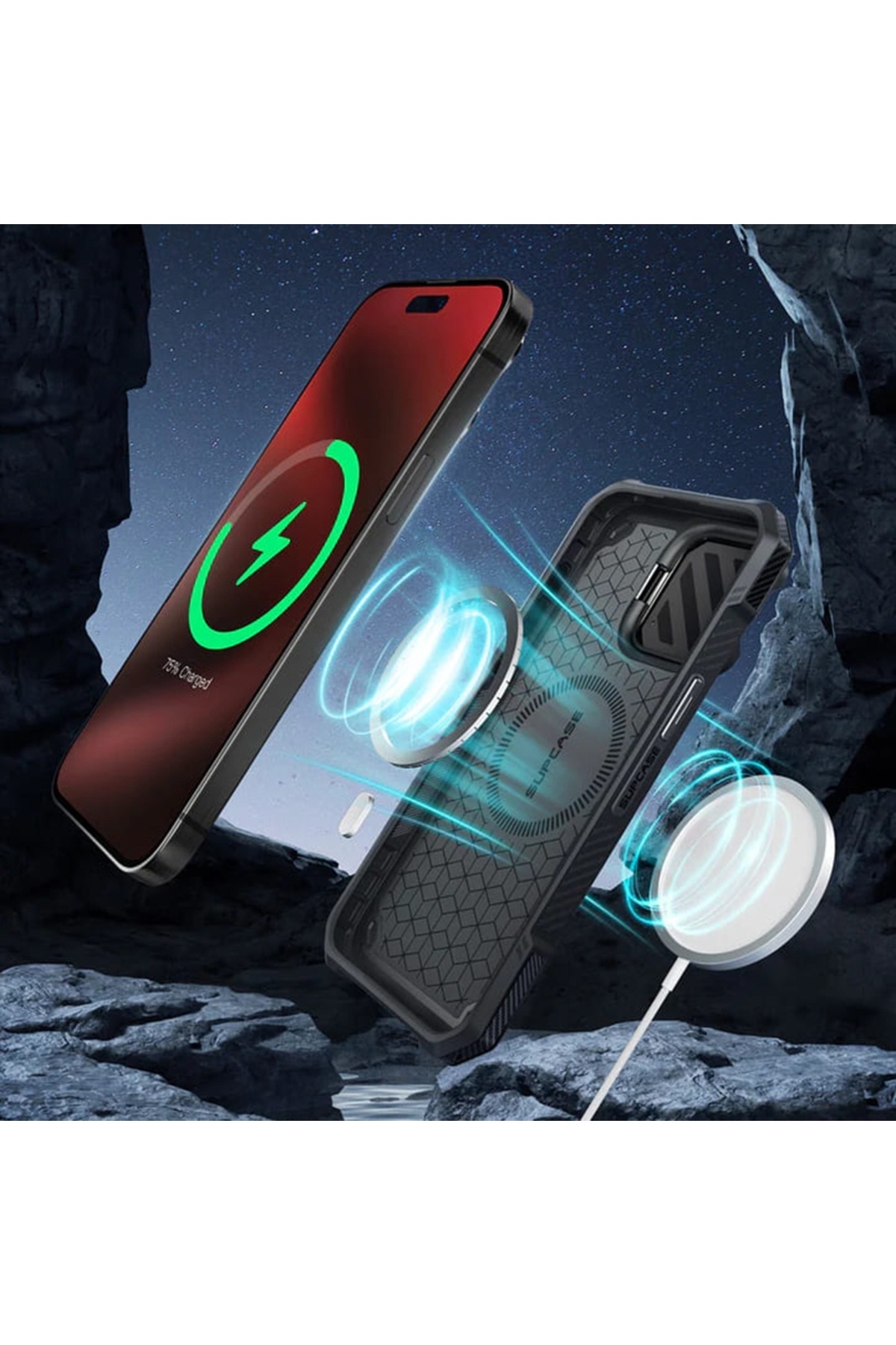 Supcase-IPhone 15 Pro Max Case - Supcase Unicorn Beetle XT MagSafe - Red Circuit 4