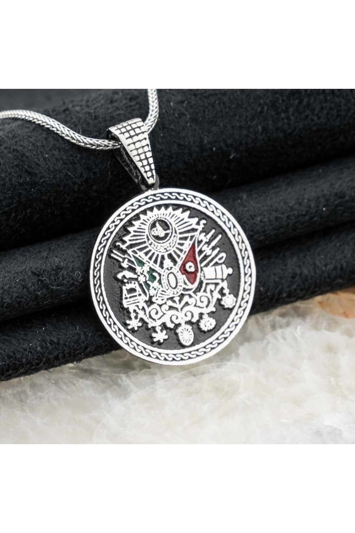 MODA925 925 Ayar Gümüş Osmanlı Devlet Arması Erkek Gümüş Kolye